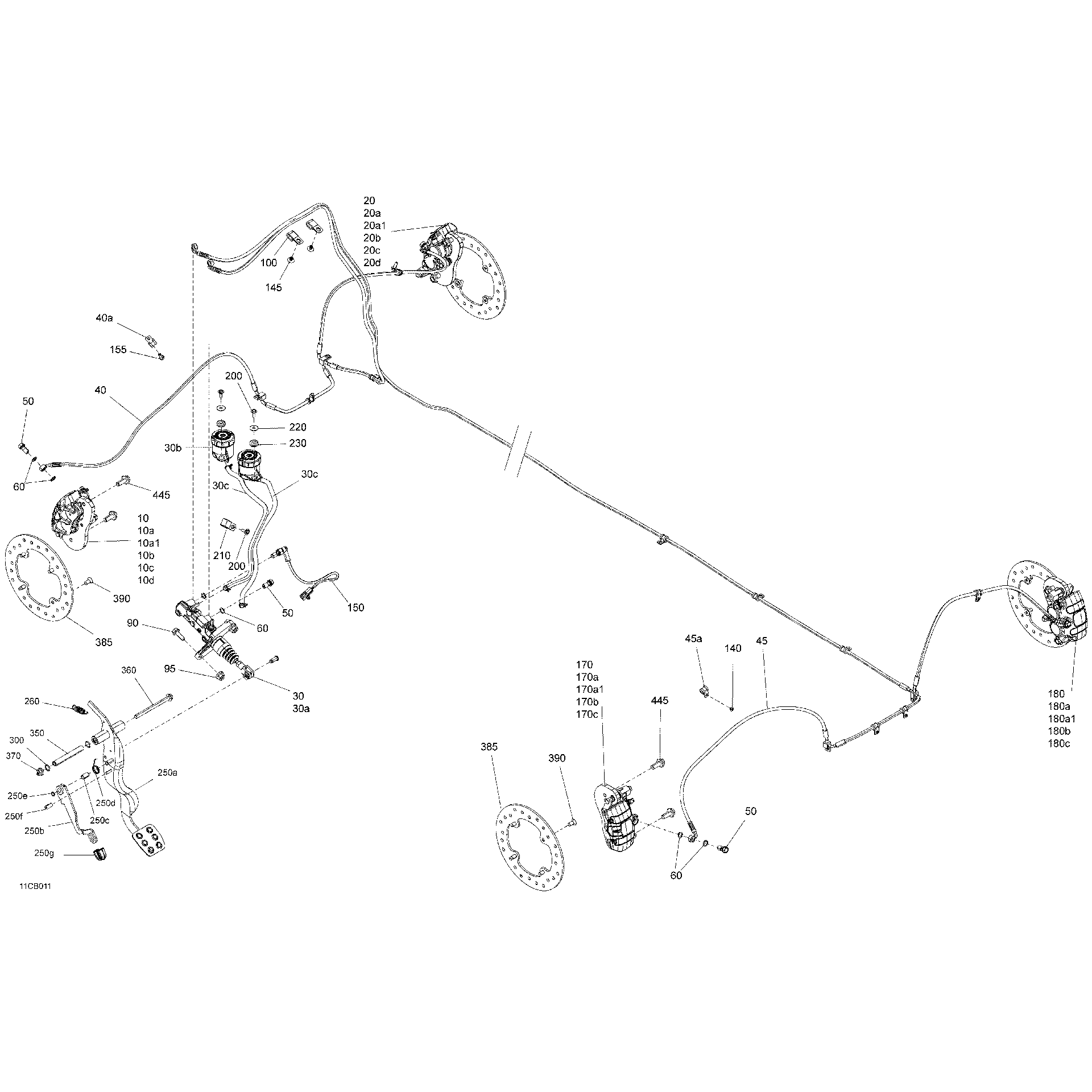 An Image of a Genuine Can-Am Parts Schematic Diagram showing the schematic - MECHANIC - BRAKE SYSTEM