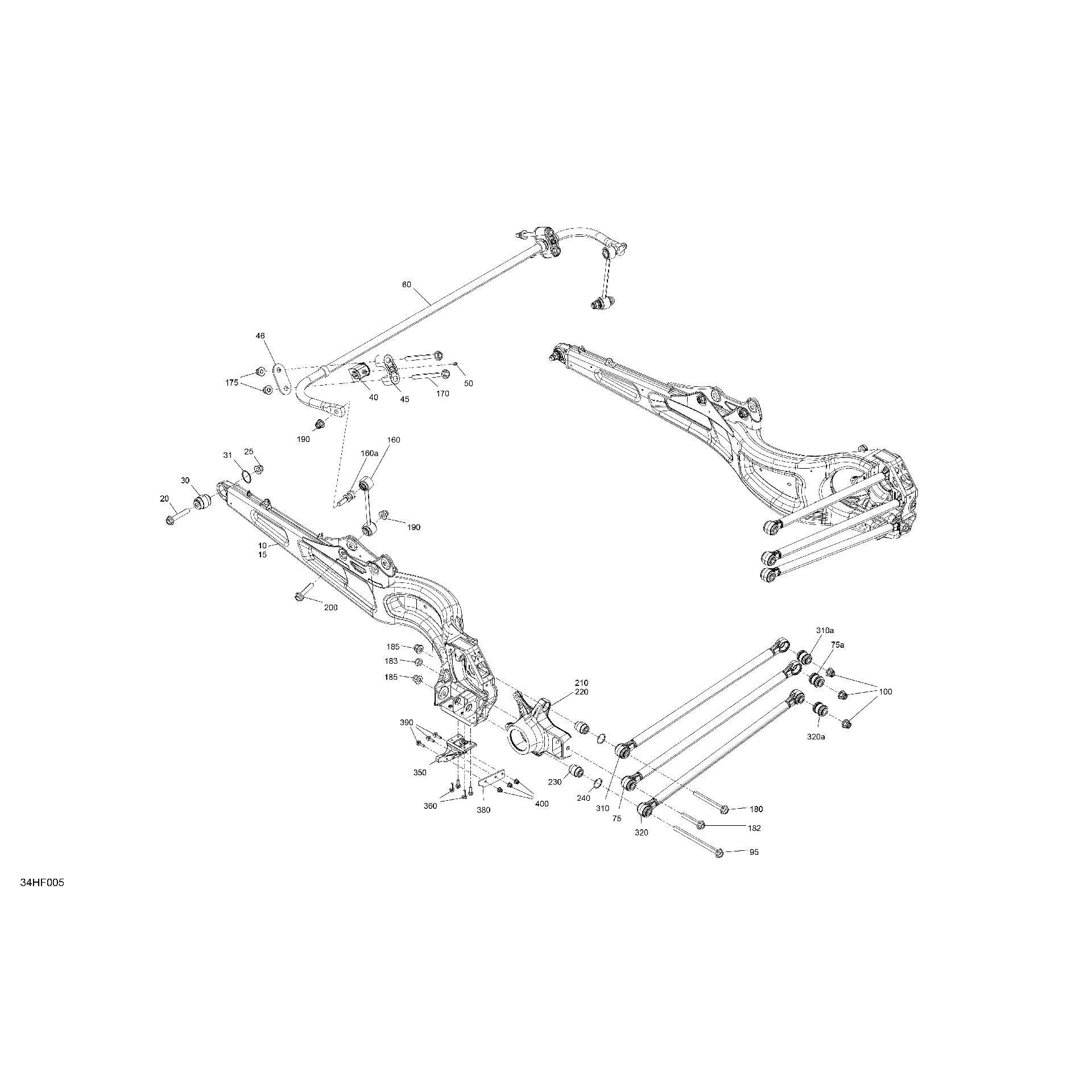 An Image of a Genuine Can-Am Parts Schematic Diagram showing the schematic - SUSPENSION - REAR COMPONENTS