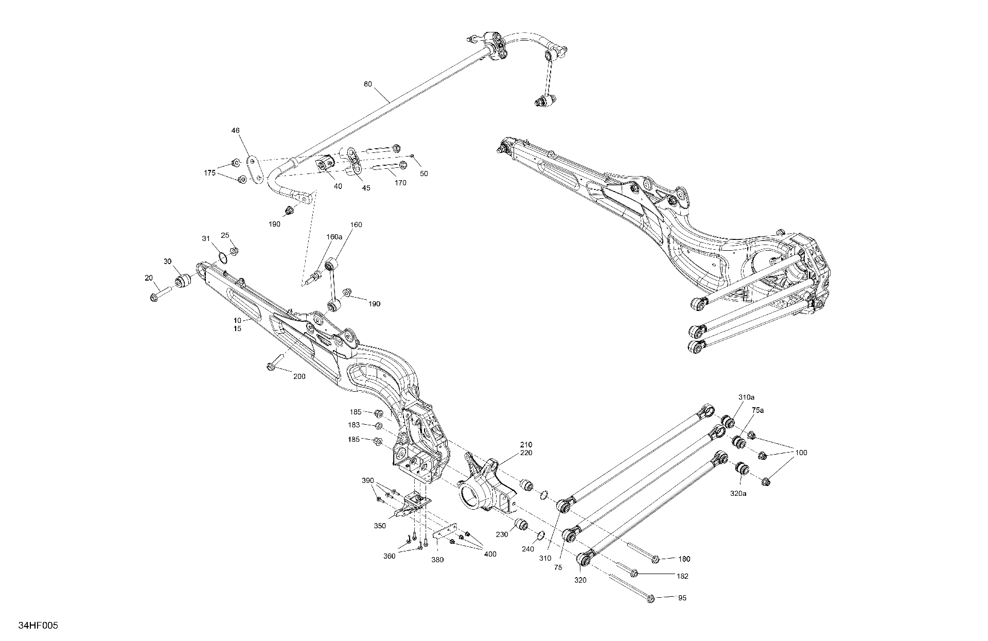 An Image of a Genuine Can-Am Parts Schematic Diagram showing the schematic - SUSPENSION - REAR COMPONENTS