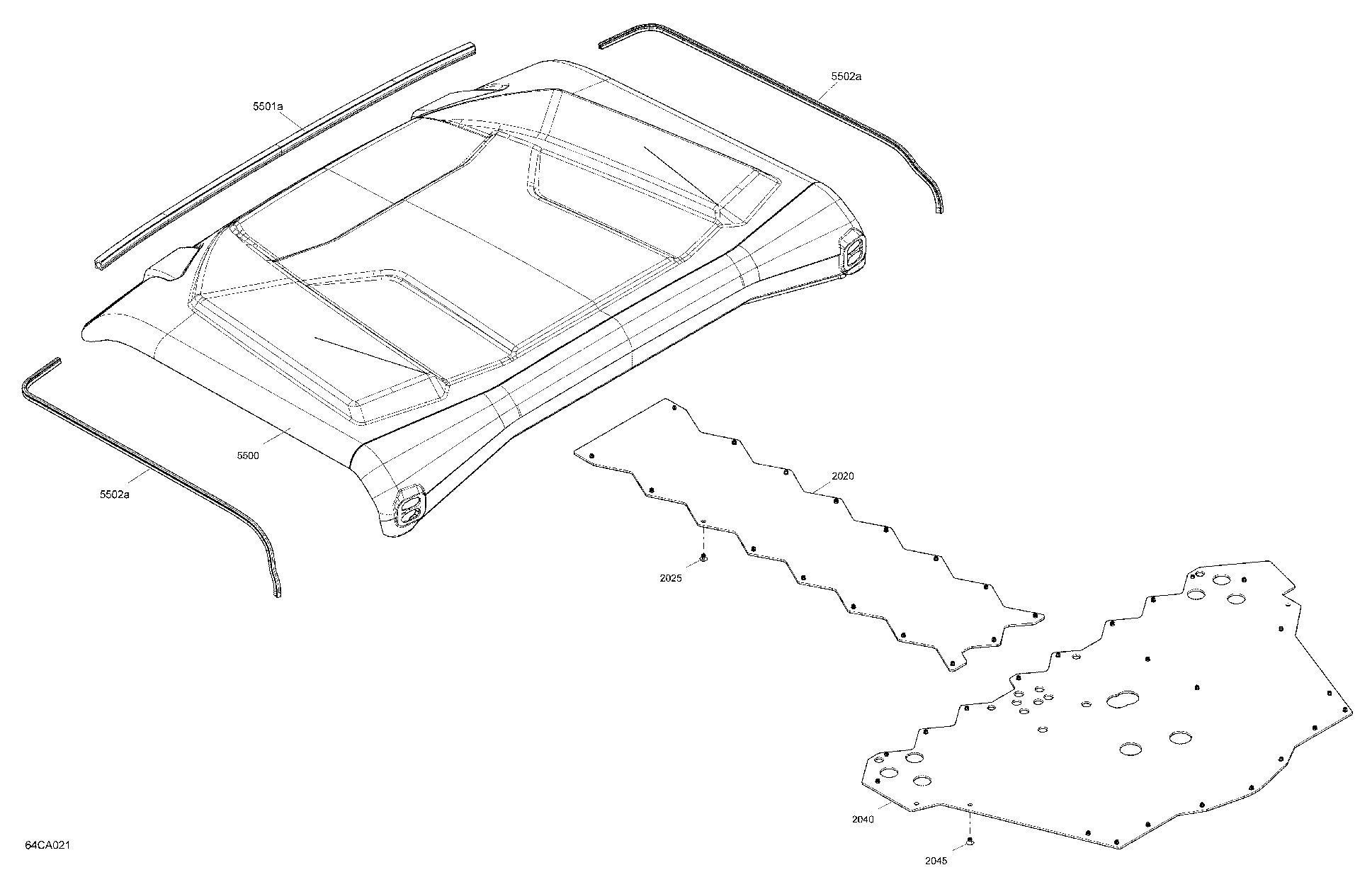 An Image of a Genuine Can-Am Parts Schematic Diagram showing the schematic - BODY - SKID PLATE