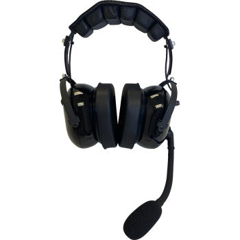 The Navatlas Headset Over the Head Stereo VOX Black features comfortable ear pads, a cushioned headband, and an adjustable boom mic with foam windscreen for clear calls.