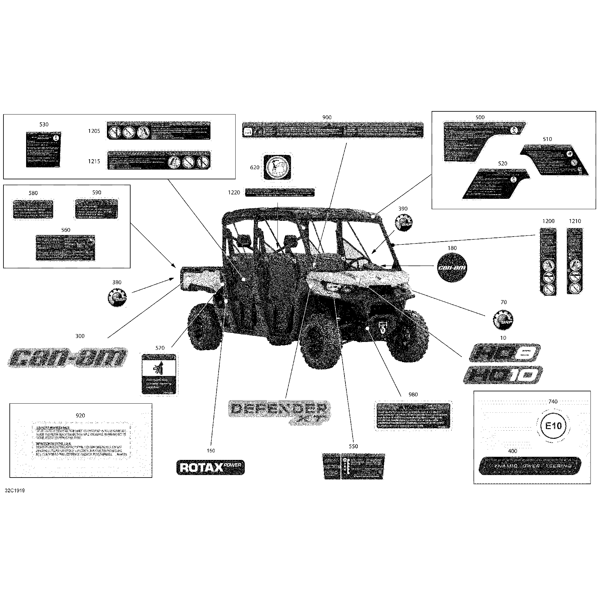 An Image of a Genuine Can-Am Parts Schematic Diagram showing the schematic - DECALS - HD8 - XT