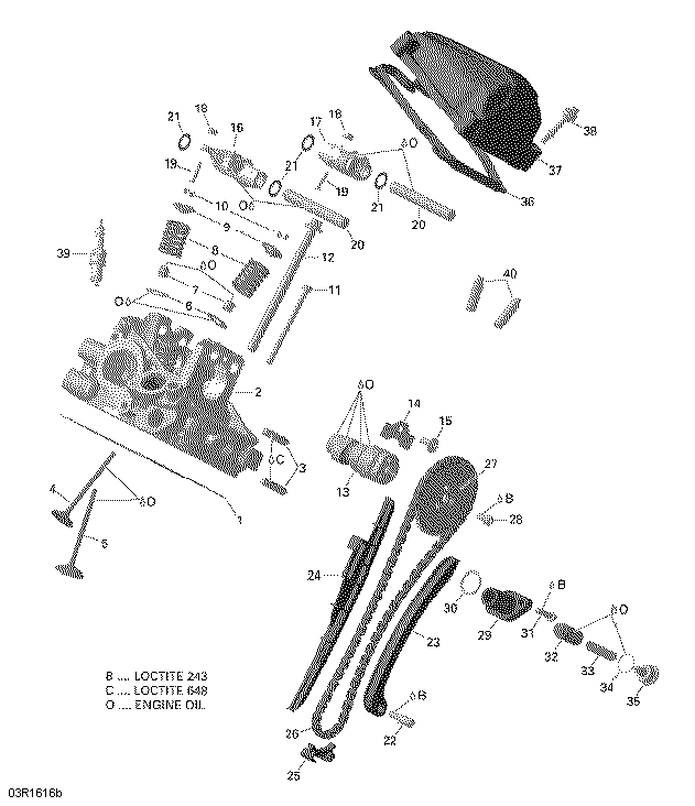 An Image of a Genuine Can-Am Parts Schematic Diagram showing the schematic - CYLINDER HEAD REAR - 650 EFI