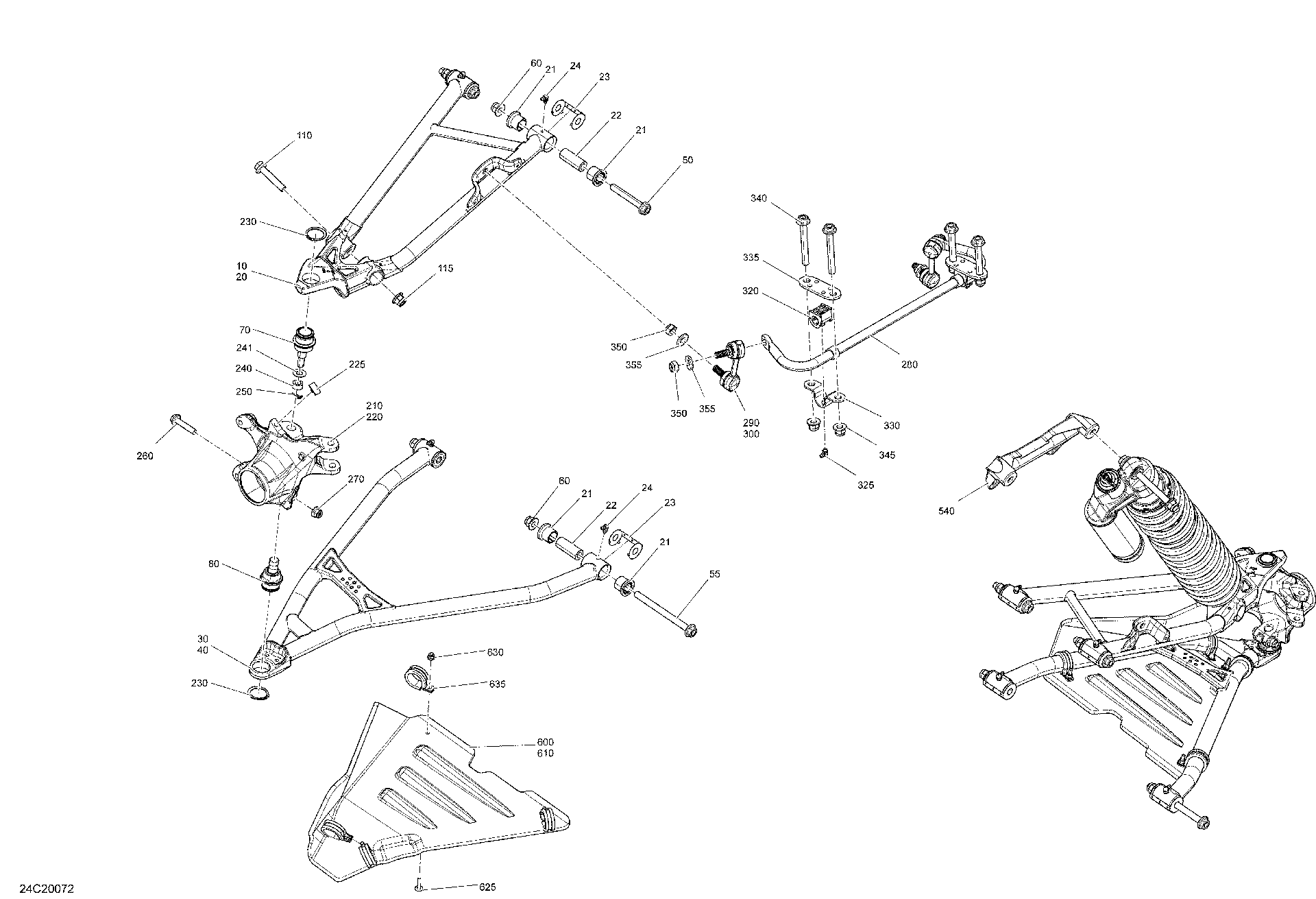An Image of a Genuine Can-Am Parts Schematic Diagram showing the schematic - FRONT SUSPENSION