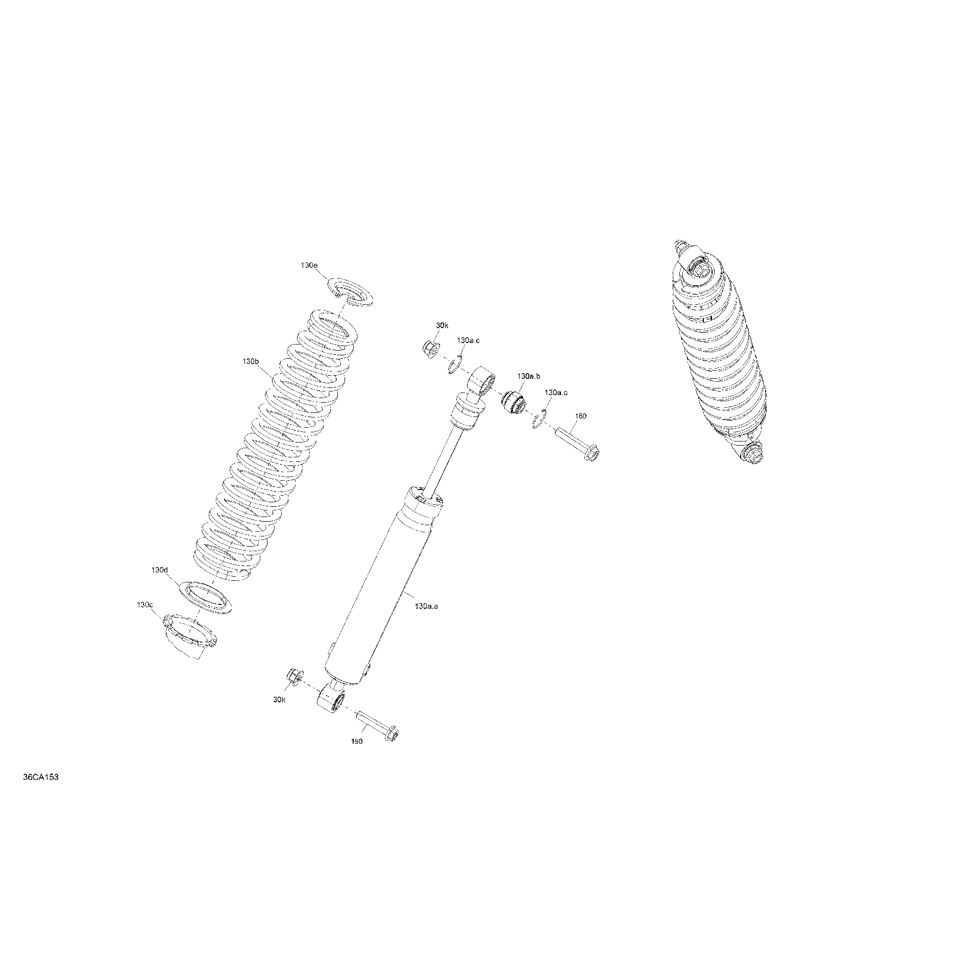 An Image of a Genuine Can-Am Parts Schematic Diagram showing the schematic - SUSPENSION - REAR SHOCKS - DPS