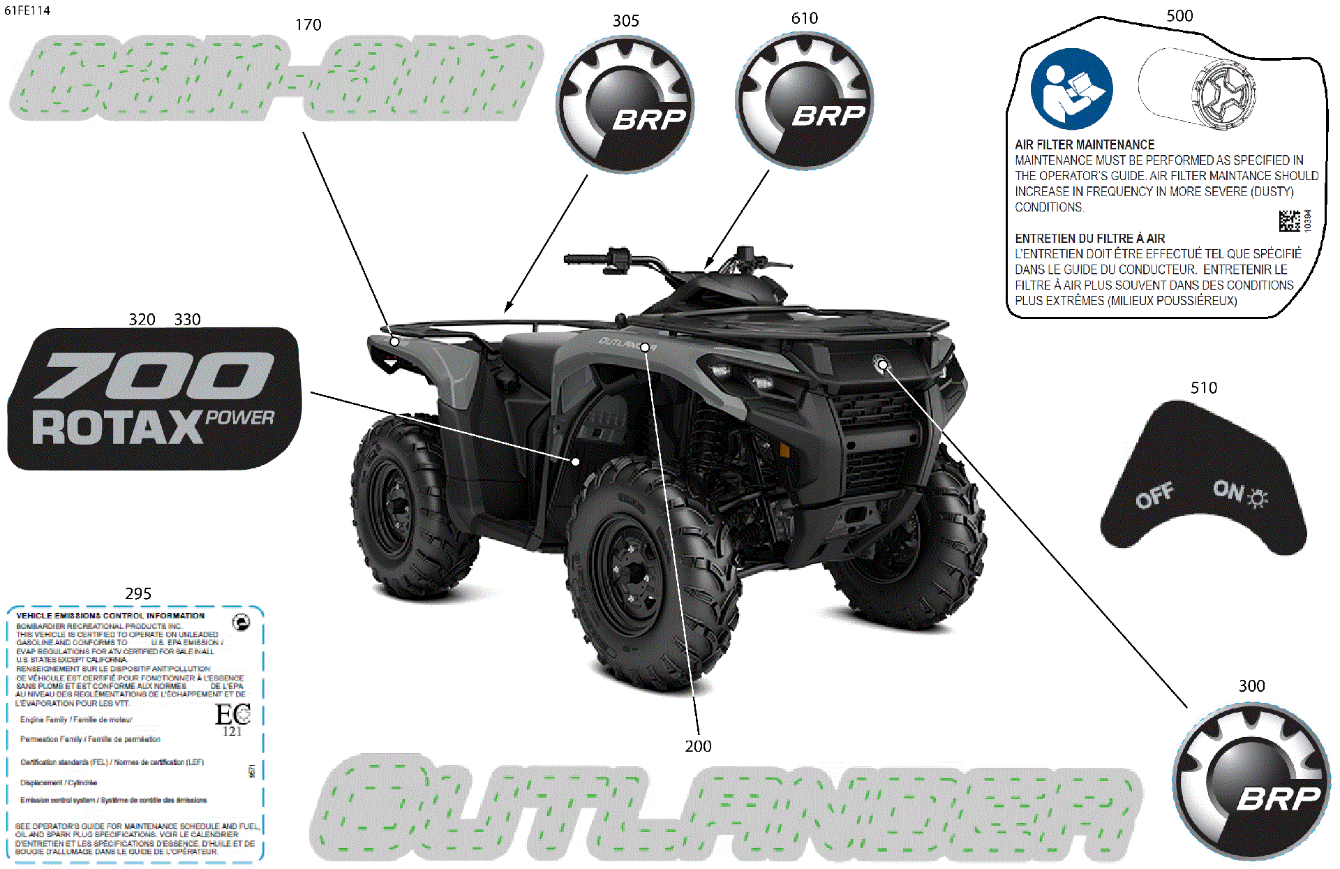 An Image of a Genuine Can-Am Parts Schematic Diagram showing the schematic - BODY - FEATURE DECALS