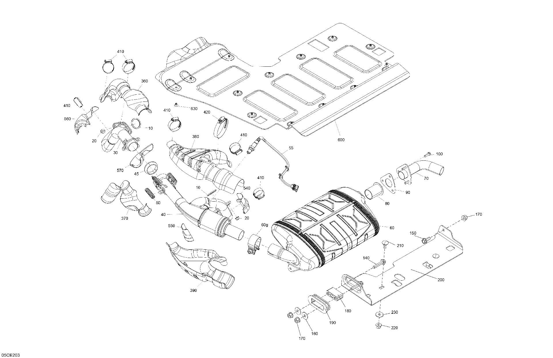 An Image of a Genuine Can-Am Parts Schematic Diagram showing the schematic - ENGINE - EXHAUST