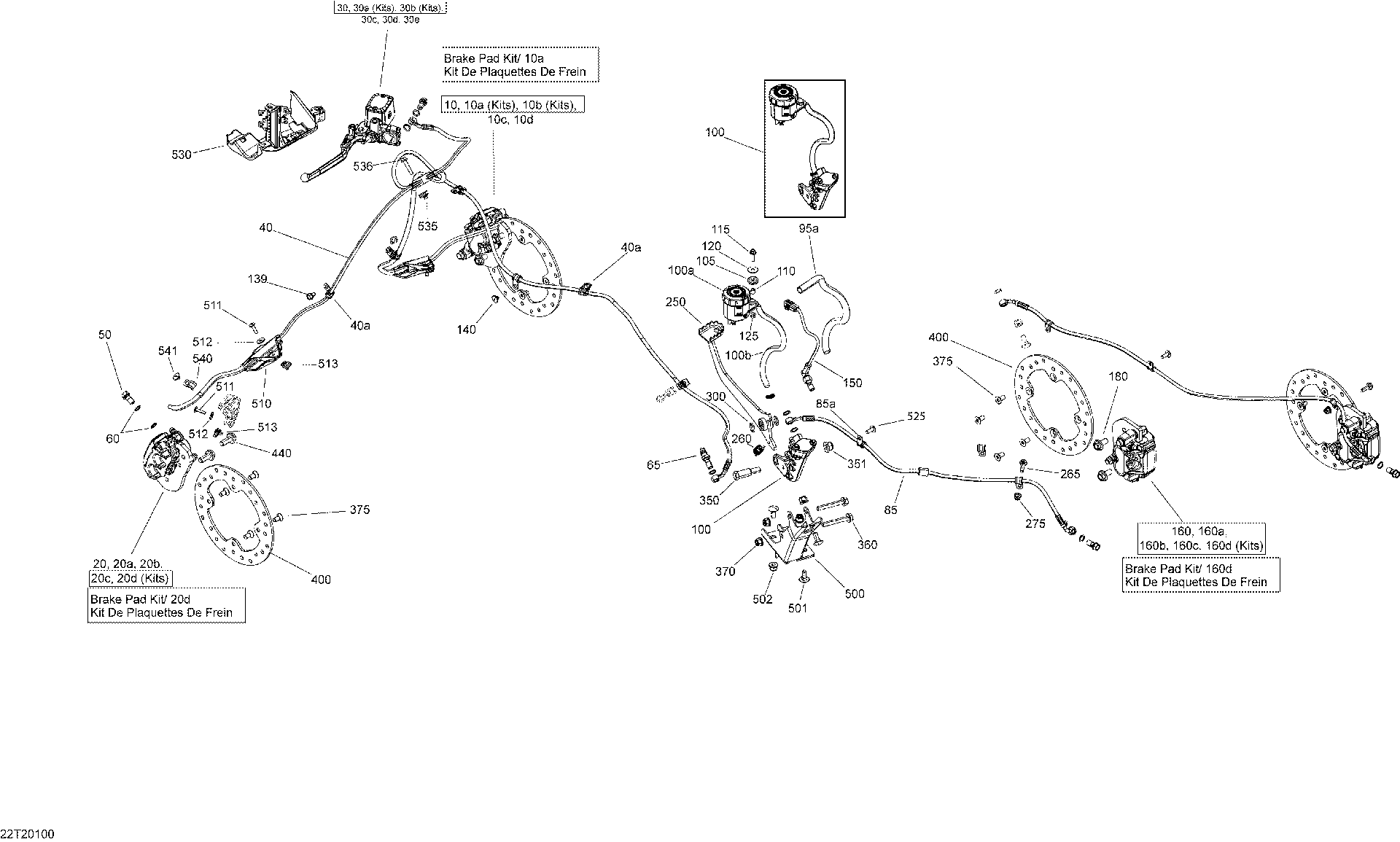 An Image of a Genuine Can-Am Parts Schematic Diagram showing the schematic - BRAKES