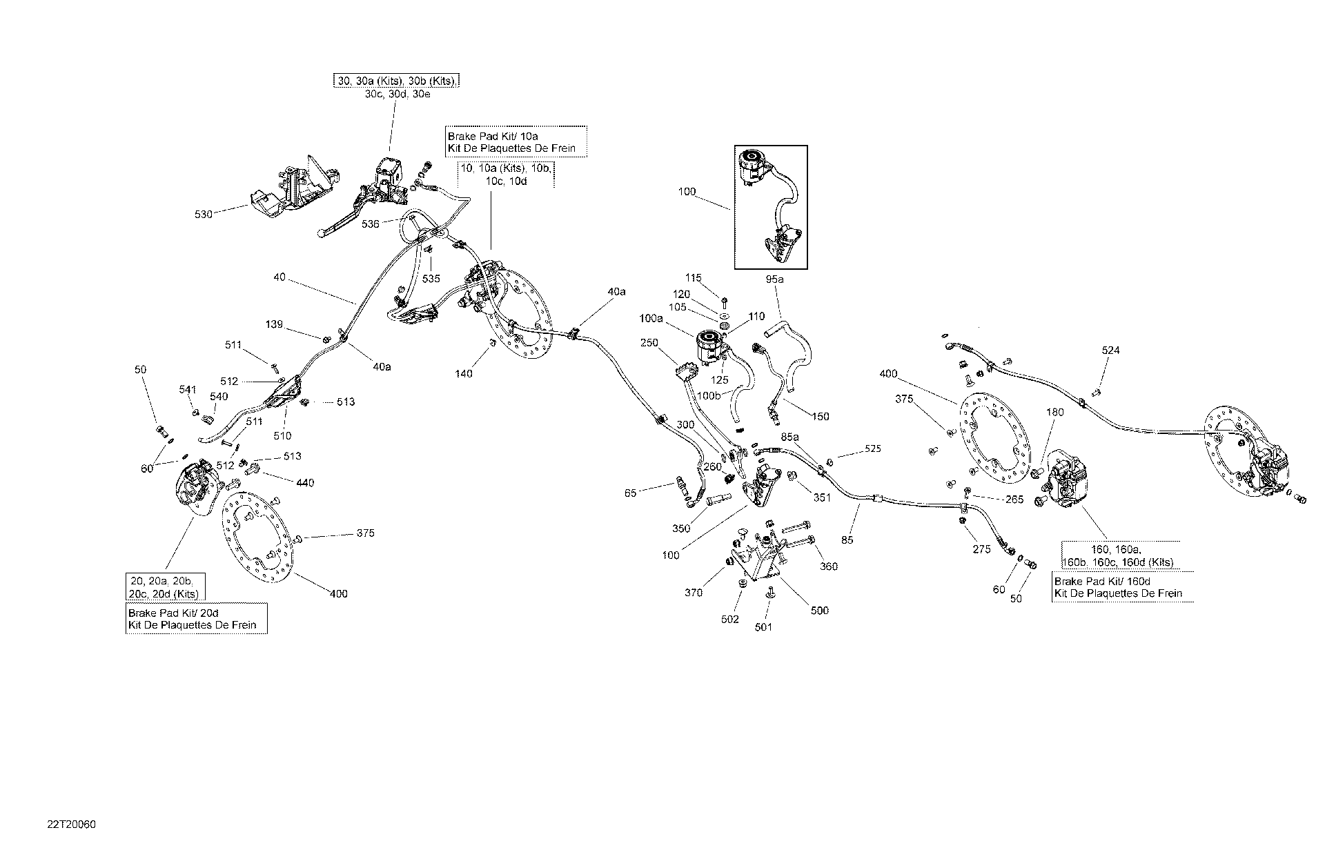 An Image of a Genuine Can-Am Parts Schematic Diagram showing the schematic - BRAKES