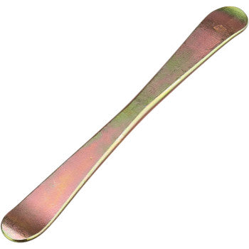 The Tire Iron Mini by Moose Offroad is a double-ended, flat metallic tool with rounded tips, a slightly curved iridescent finish, commonly used for bikes or automotive repair. Proudly made in the USA.