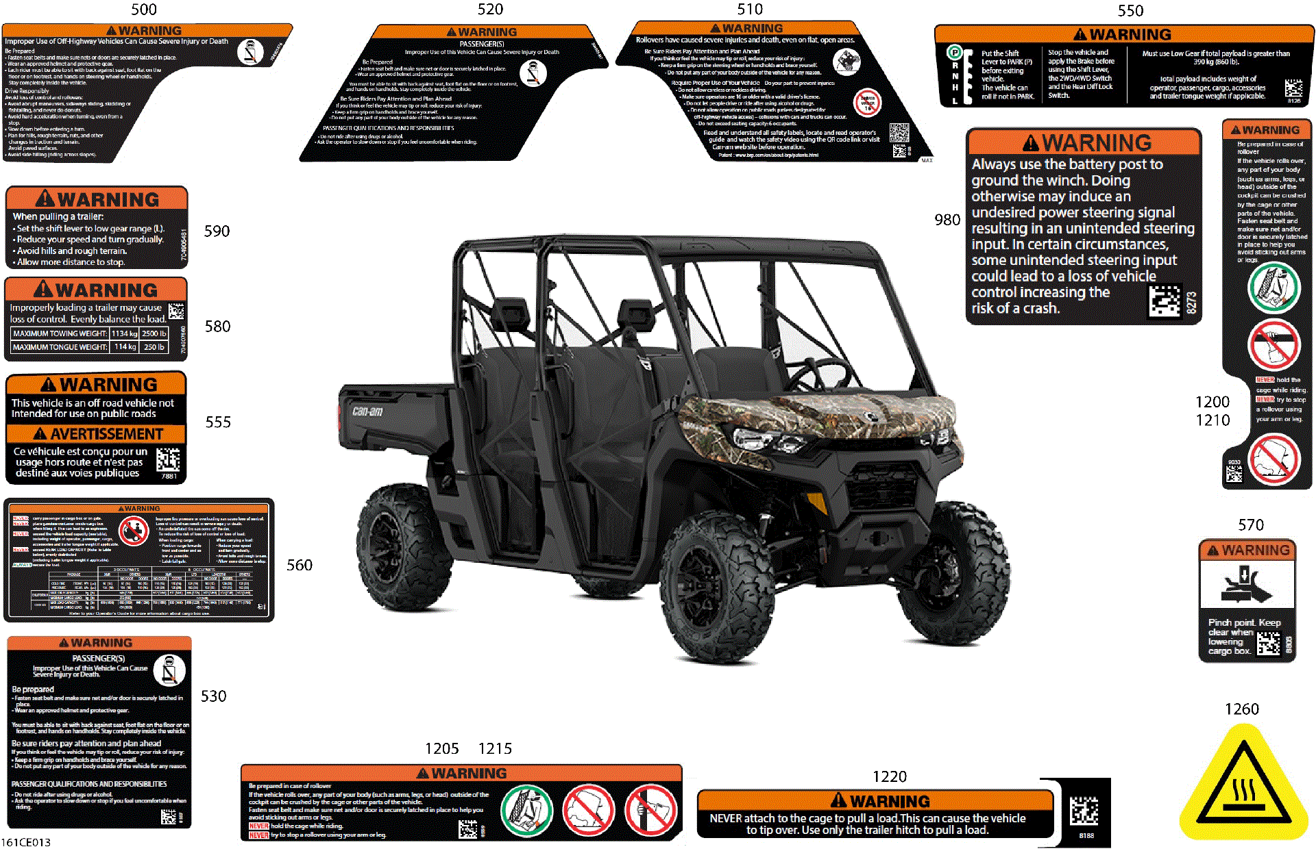 An Image of a Genuine Can-Am Parts Schematic Diagram showing the schematic - BODY - WARNING DECALS