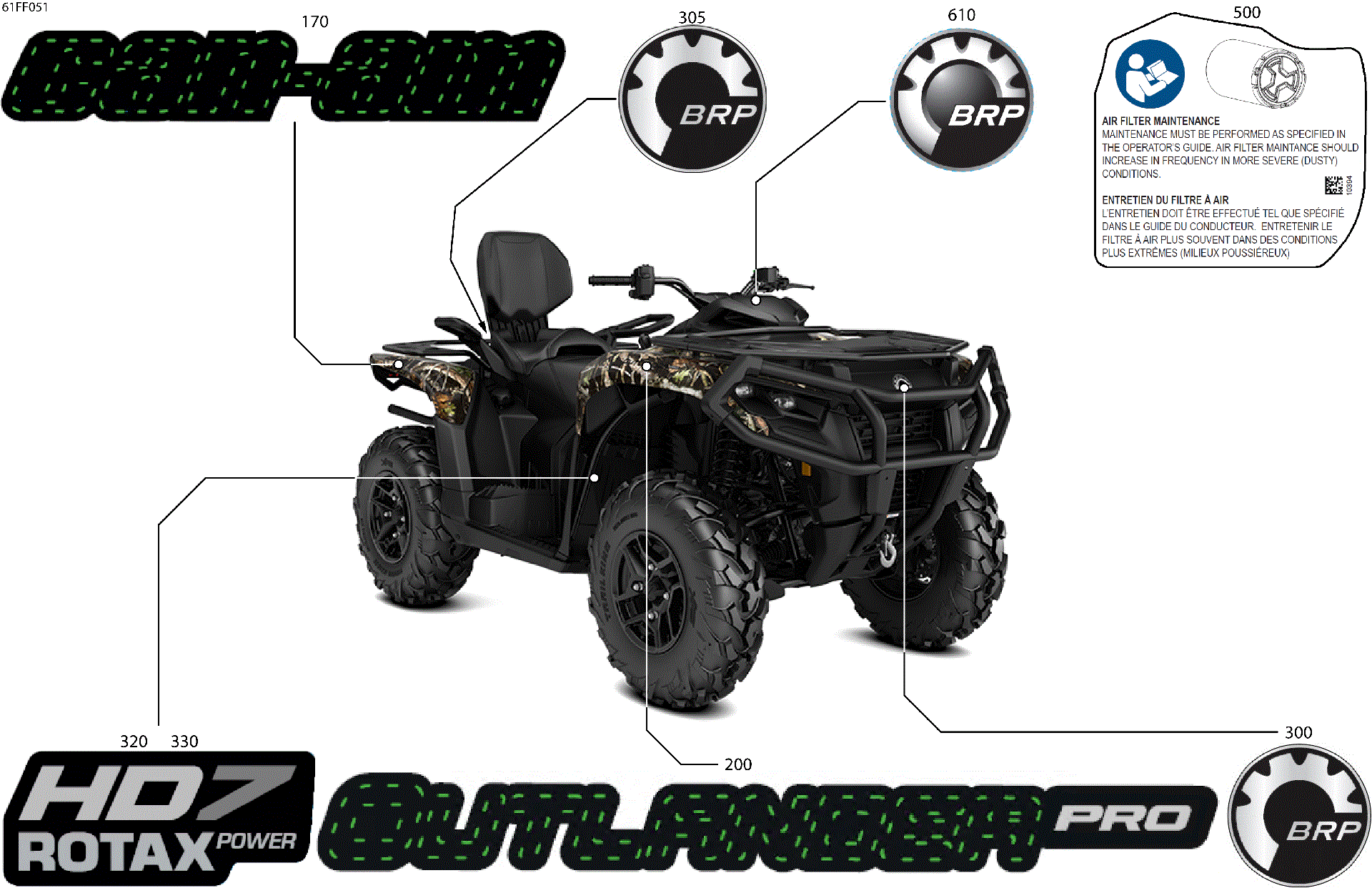 An Image of a Genuine Can-Am Parts Schematic Diagram showing the schematic - BODY - FEATURE DECALS