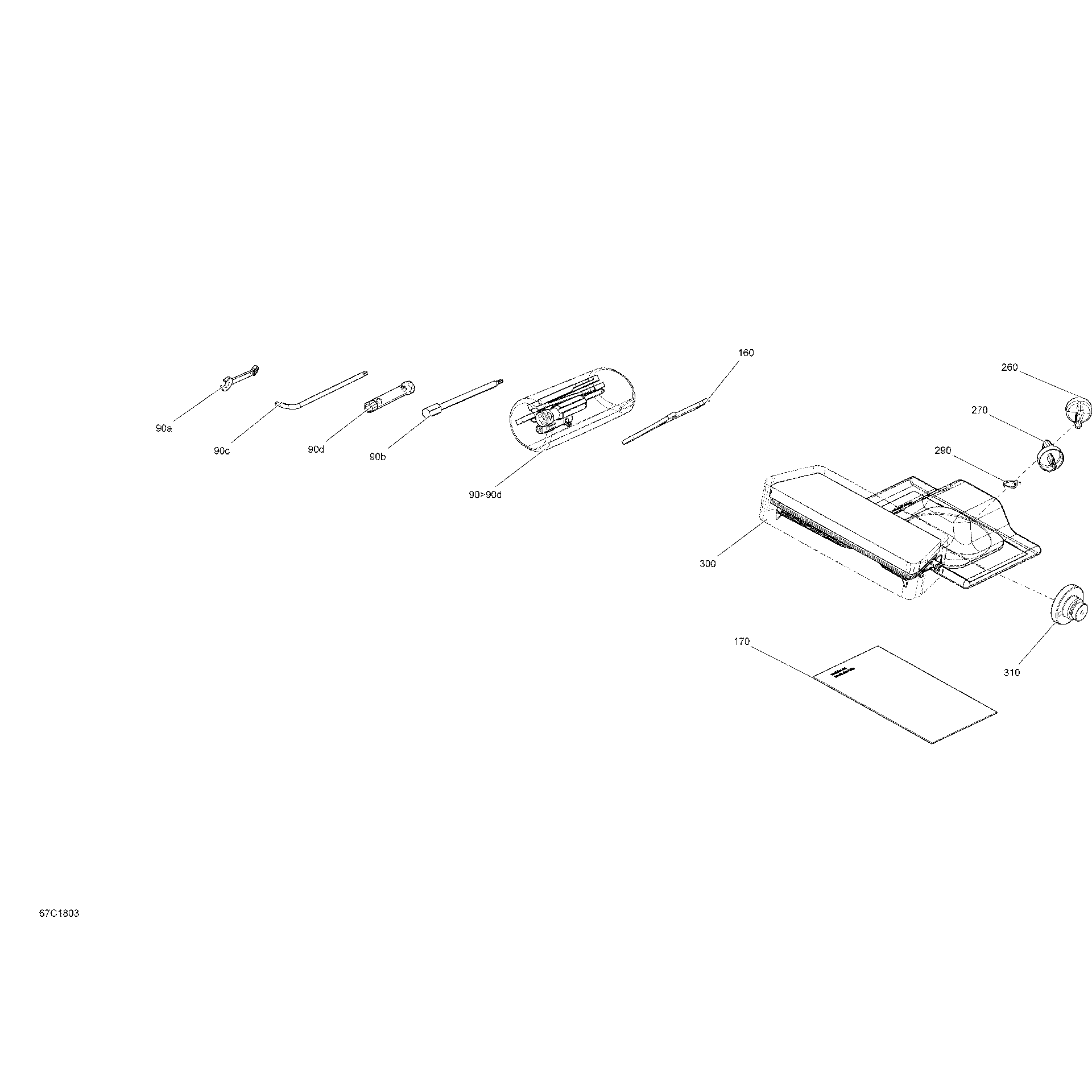 An Image of a Genuine Can-Am Parts Schematic Diagram showing the schematic - MIRRORS AND TOOLS MAVERICK