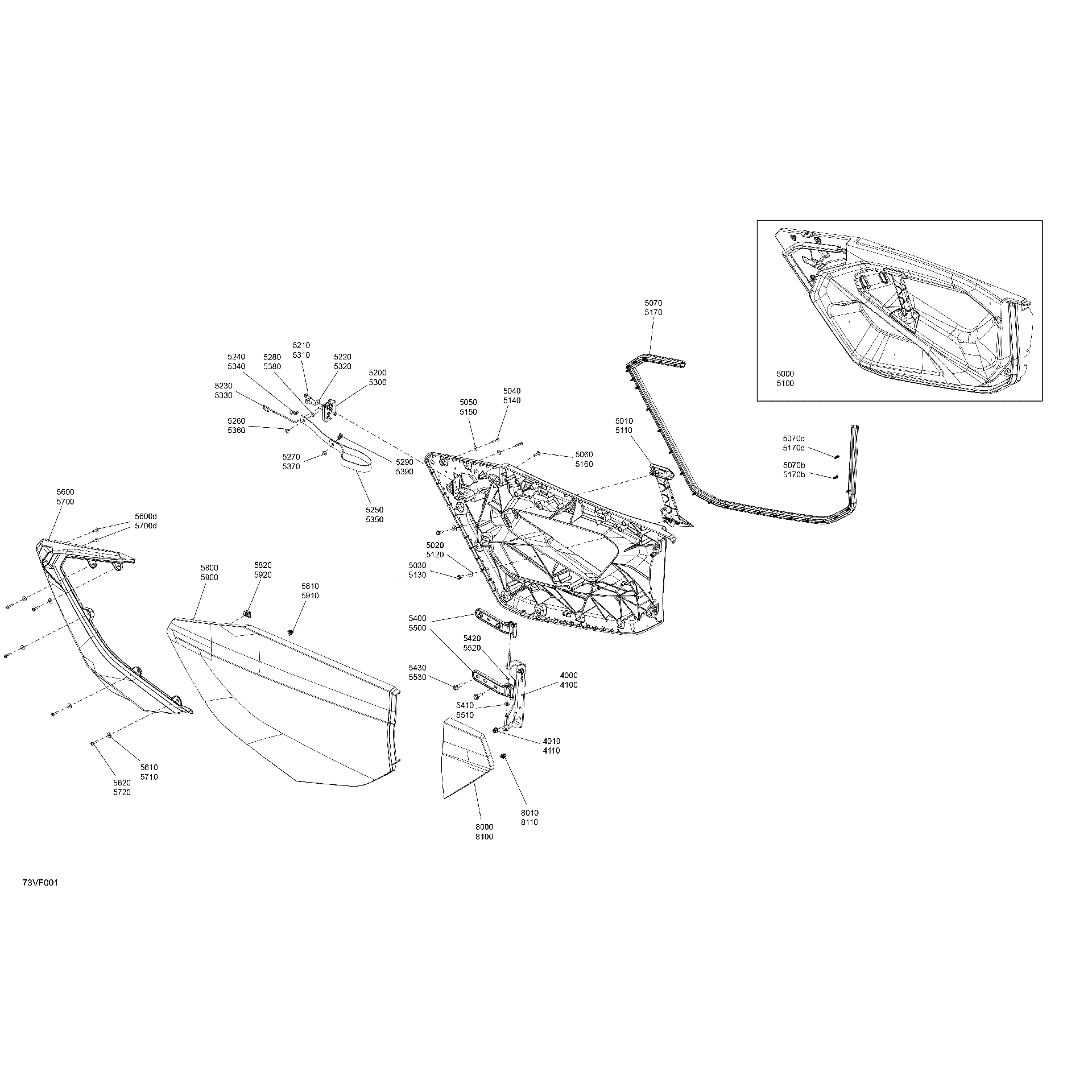 An Image of a Genuine Can-Am Parts Schematic Diagram showing the schematic - BODY - DOORS