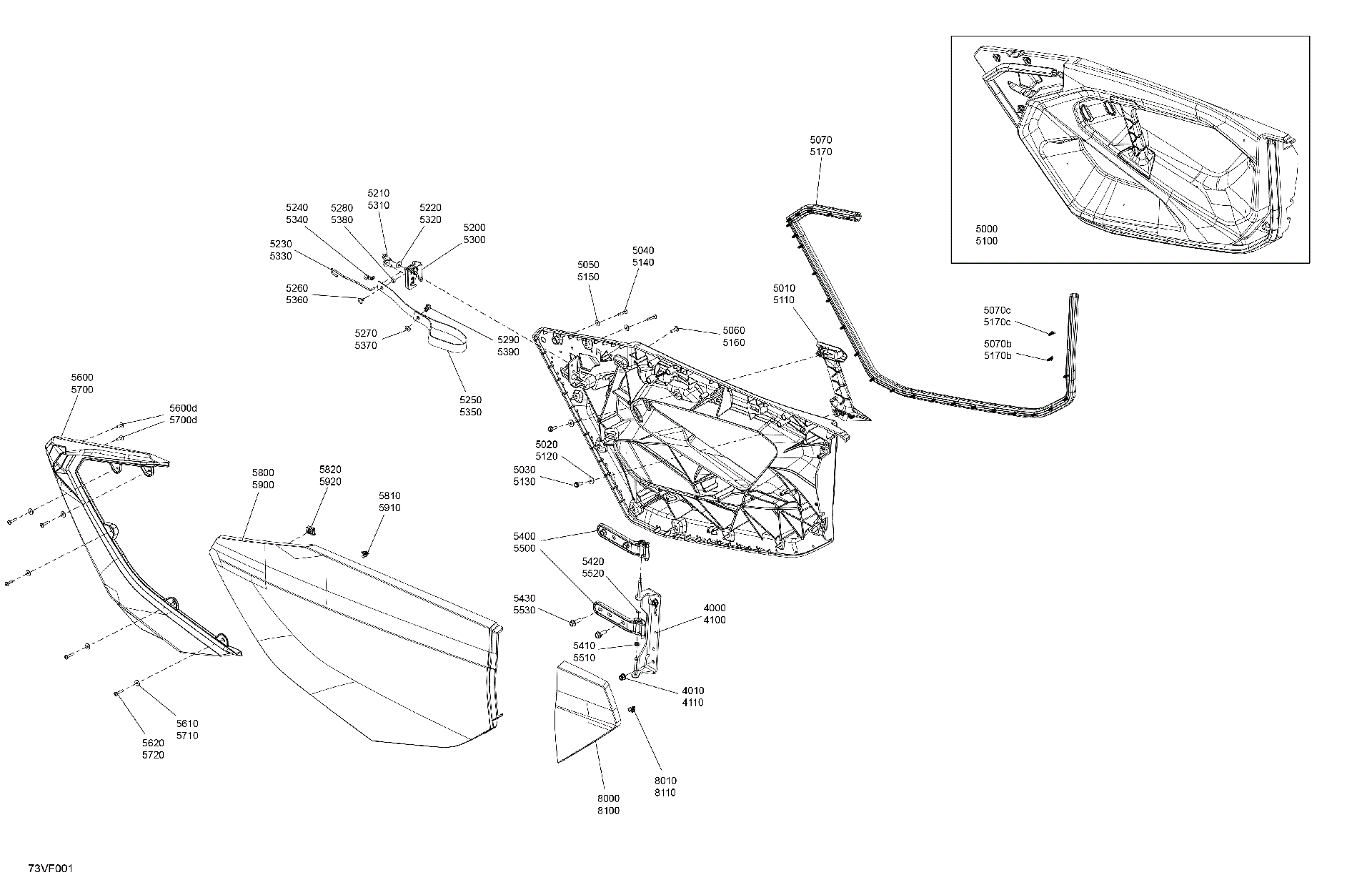 An Image of a Genuine Can-Am Parts Schematic Diagram showing the schematic - BODY - DOORS