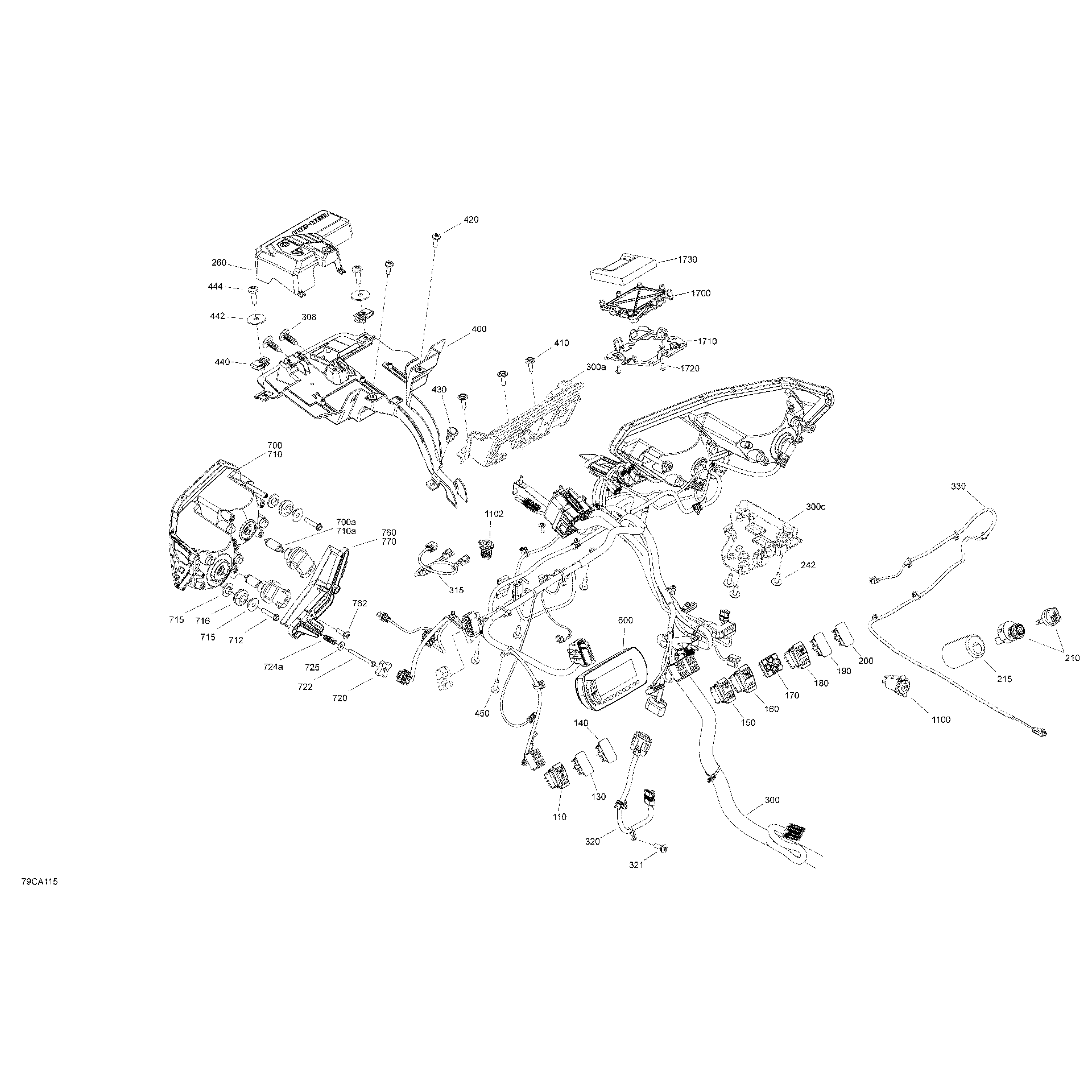 An Image of a Genuine Can-Am Parts Schematic Diagram showing the schematic - ELECTRIC - FRONT SYSTEM