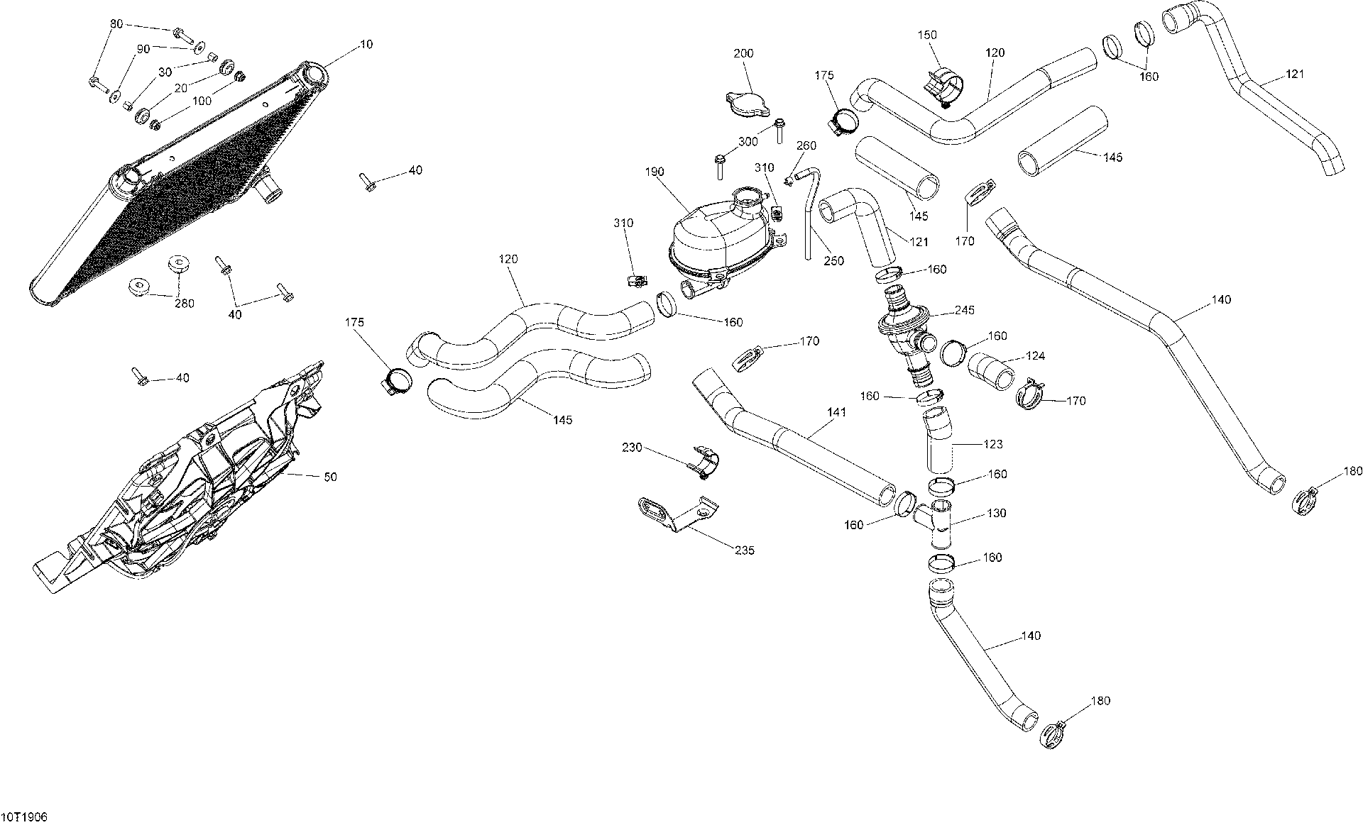 An Image of a Genuine Can-Am Parts Schematic Diagram showing the schematic - COOLING - 850 EFI
