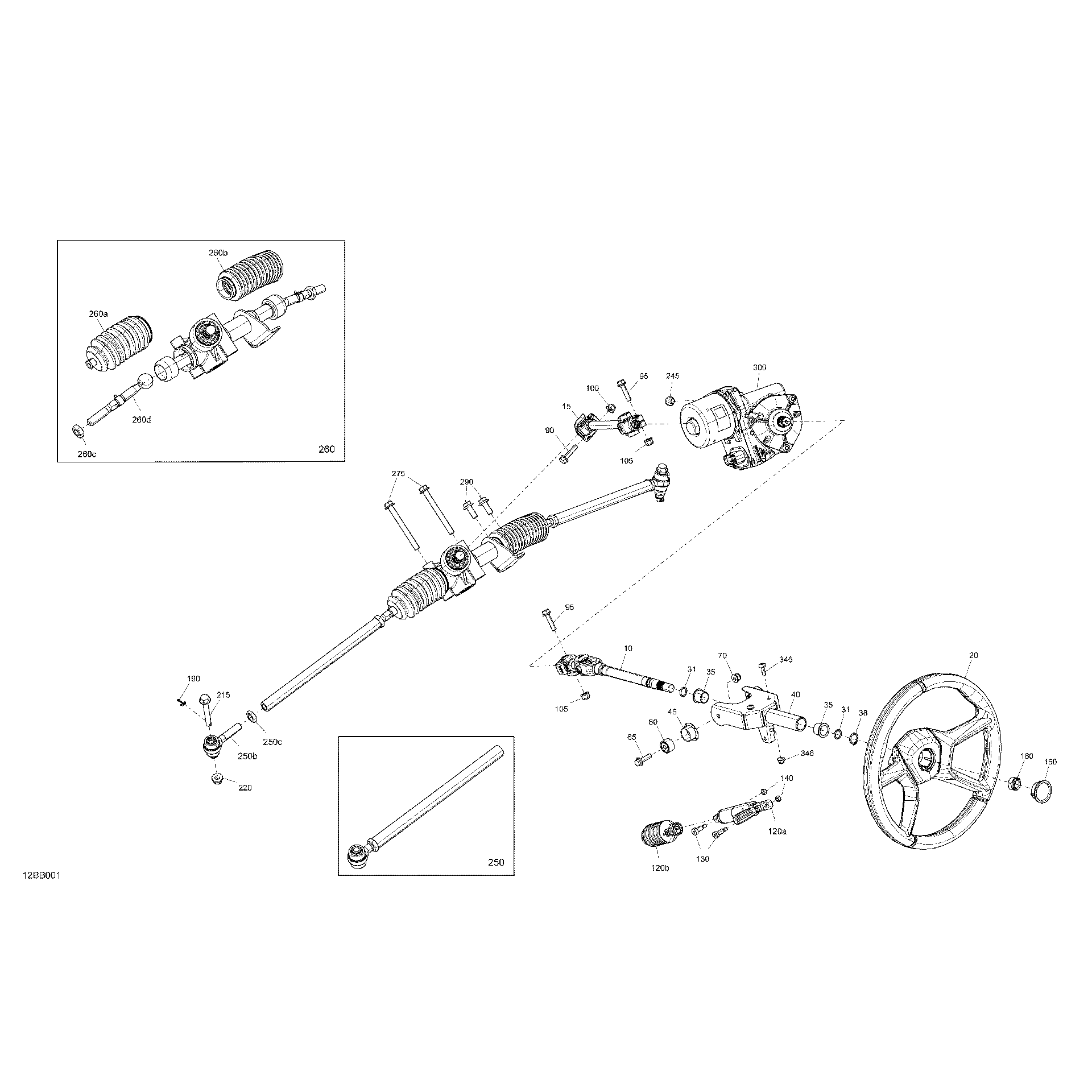 An Image of a Genuine Can-Am Parts Schematic Diagram showing the schematic - MECHANIC - STEERING