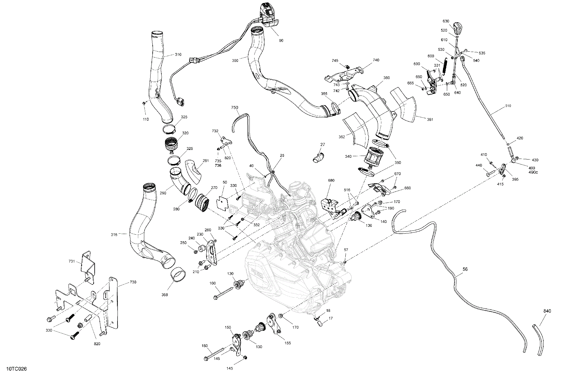 An Image of a Genuine Can-Am Parts Schematic Diagram showing the schematic - ENGINE - SYSTEM