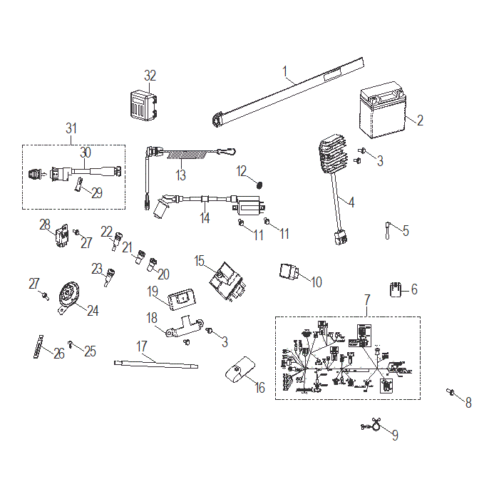 An Image of a Genuine Polaris Parts Schematic Diagram showing the schematic - ELECTRICAL: SWITCHES HARNESS and INDICATORS - 2020 POLARIS SPORTSMAN 110