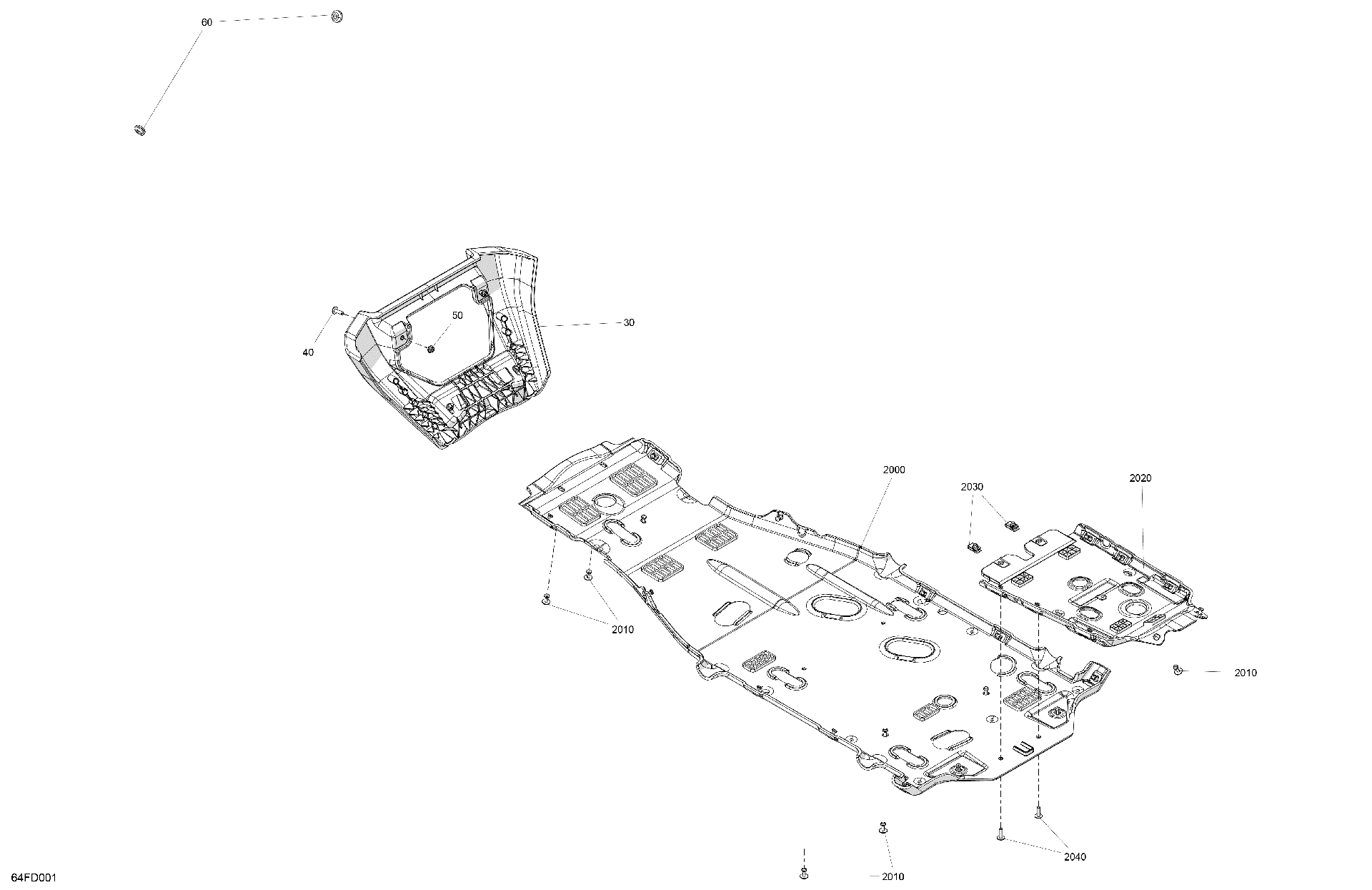 An Image of a Genuine Can-Am Parts Schematic Diagram showing the schematic - BODY - SKID PLATE AND BUMPER