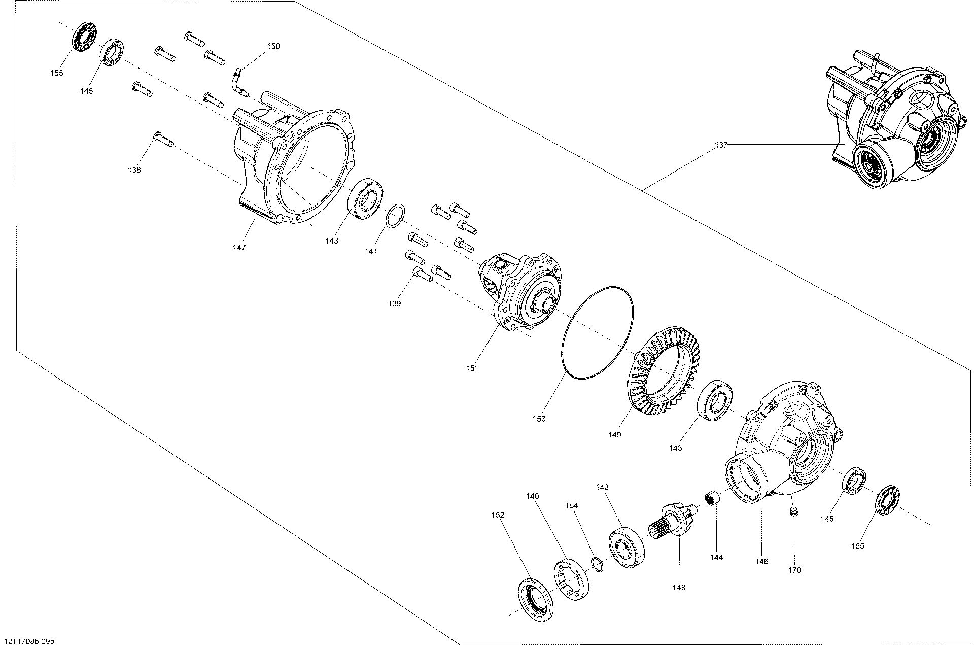 An Image of a Genuine Can-Am Parts Schematic Diagram showing the schematic - DRIVE SYSTEM FRONT DIFFERENTIAL