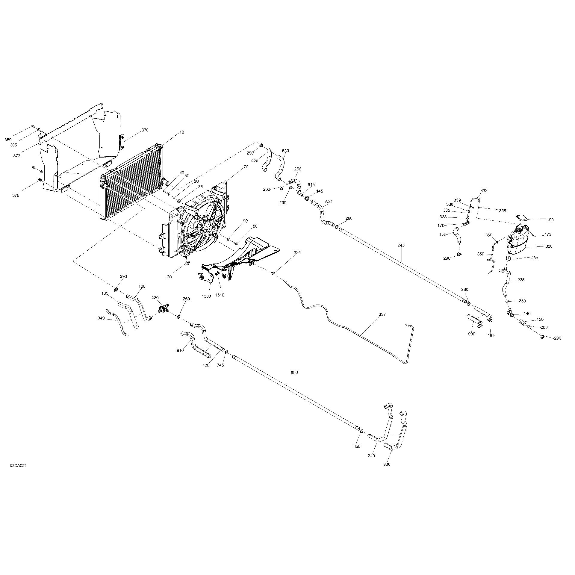 An Image of a Genuine Can-Am Parts Schematic Diagram showing the schematic - ENGINE - COOLING