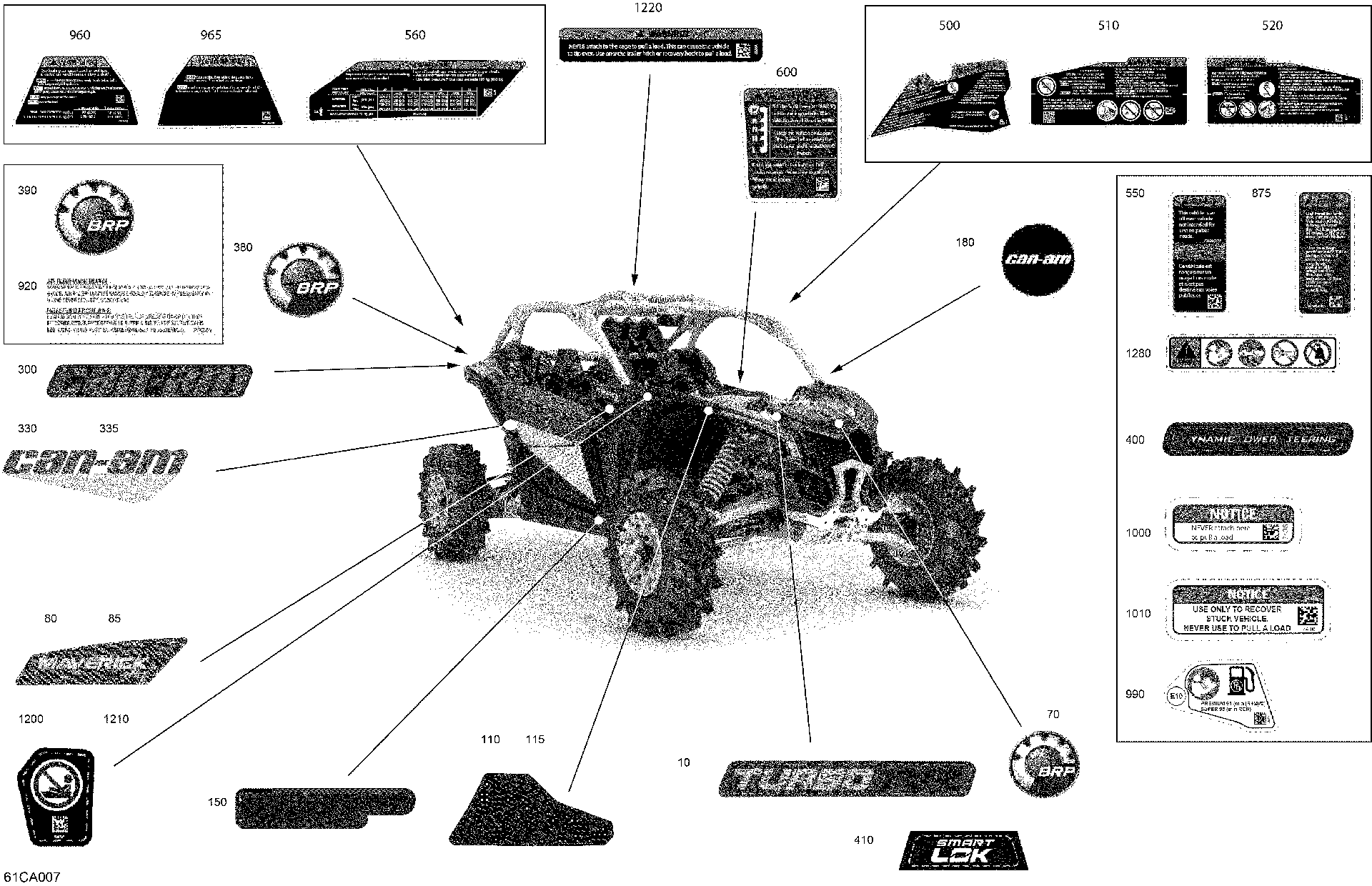 An Image of a Genuine Can-Am Parts Schematic Diagram showing the schematic - BODY - DECALS
