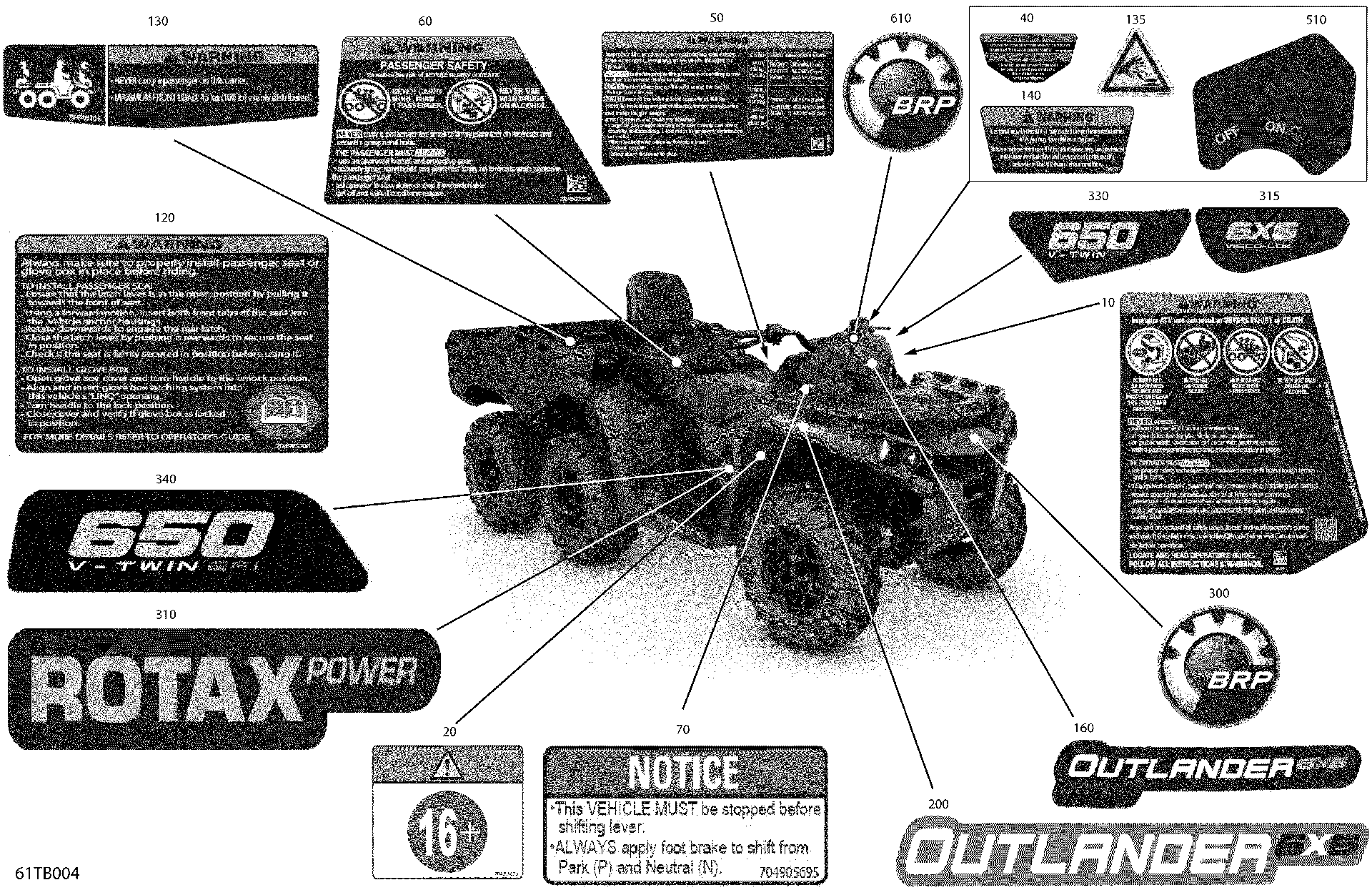 An Image of a Genuine Can-Am Parts Schematic Diagram showing the schematic - BODY - DECALS