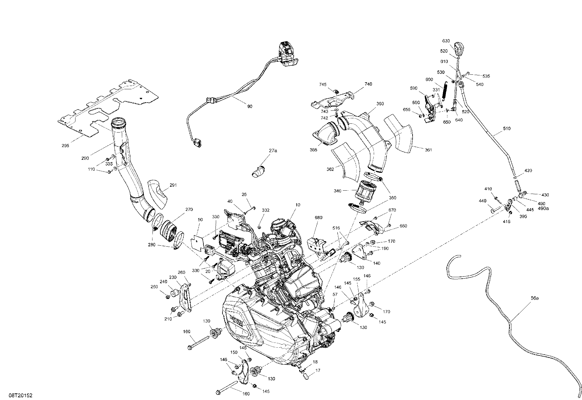 An Image of a Genuine Can-Am Parts Schematic Diagram showing the schematic - ENGINE