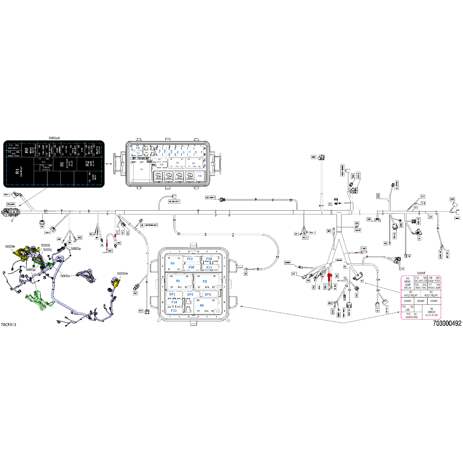 An Image of a Genuine Can-Am Parts Schematic Diagram showing the schematic - ELECTRIC - MAIN HARNESS - 710010181