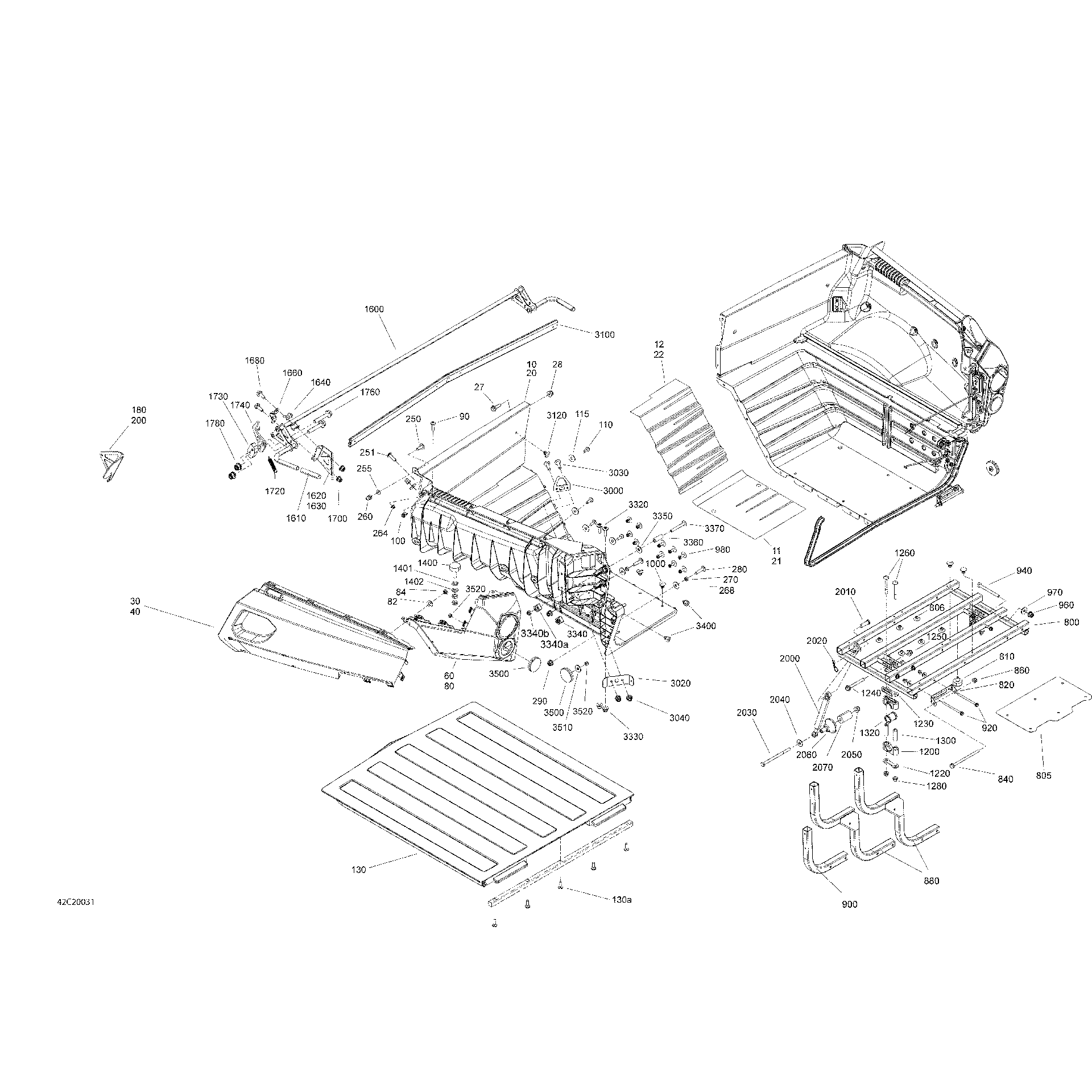 An Image of a Genuine Can-Am Parts Schematic Diagram showing the schematic - REAR CARGO BOX - BOX