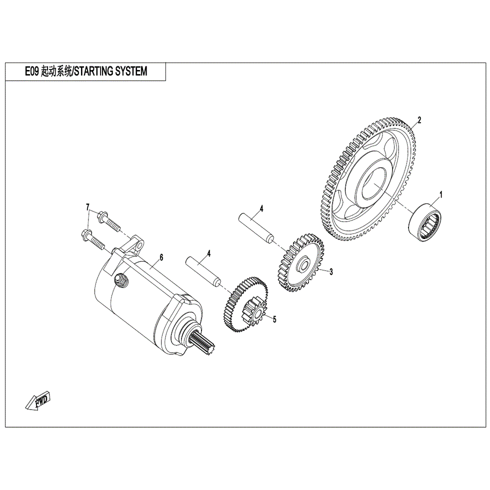 An Image of a Genuine CFMOTO Parts Schematic Diagram showing the schematic - STARTING SYSTEM - 2023 CFMOTO ZFORCE 800 Trail