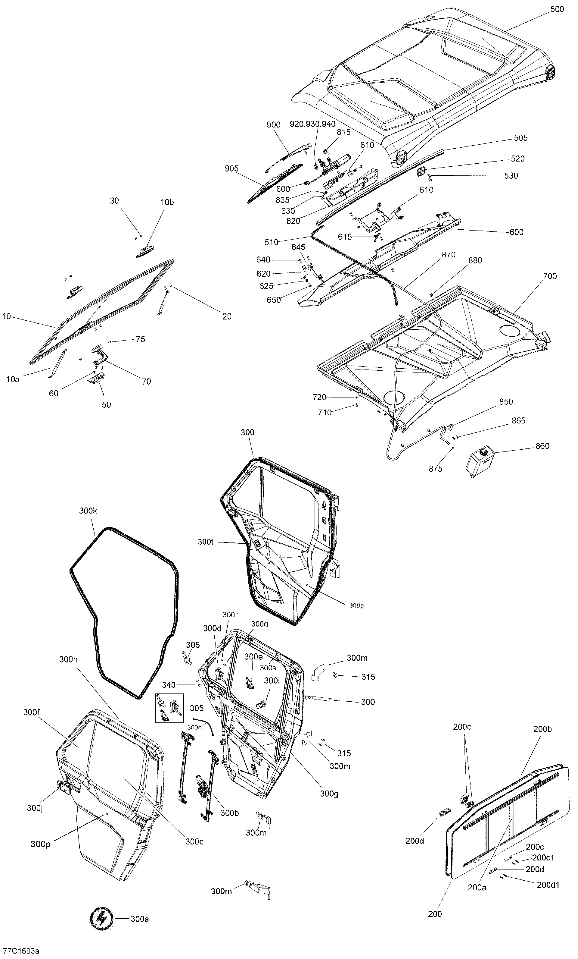 An Image of a Genuine Can-Am Parts Schematic Diagram showing the schematic - CAB - EXTERIOR