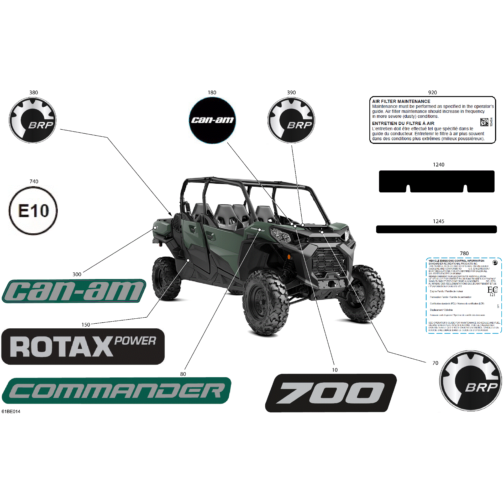 An Image of a Genuine Can-Am Parts Schematic Diagram showing the schematic - BODY - DECALS