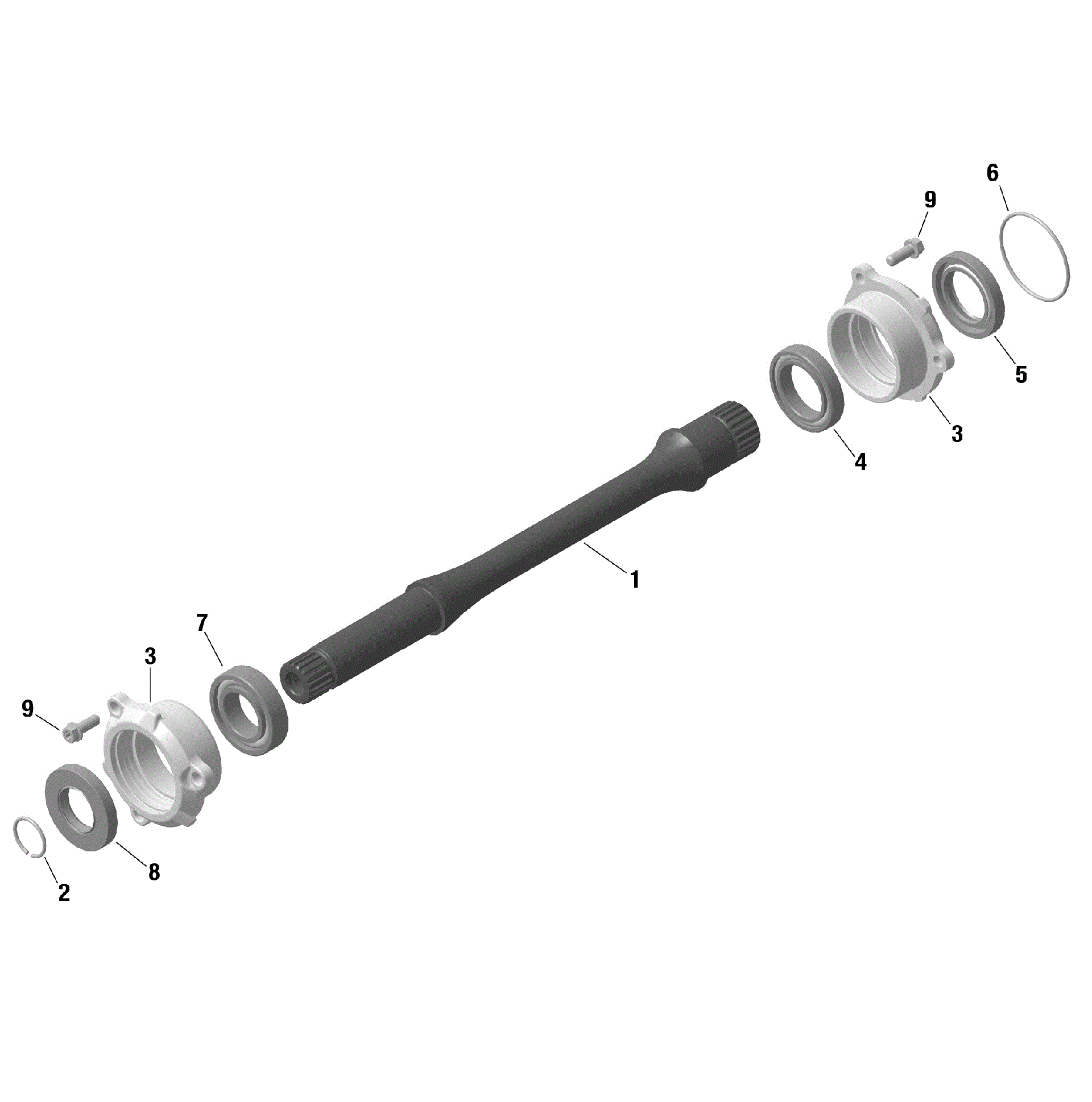 An Image of a Genuine Can-Am Parts Schematic Diagram showing the schematic - ROTAX - DRIVE SHAFT