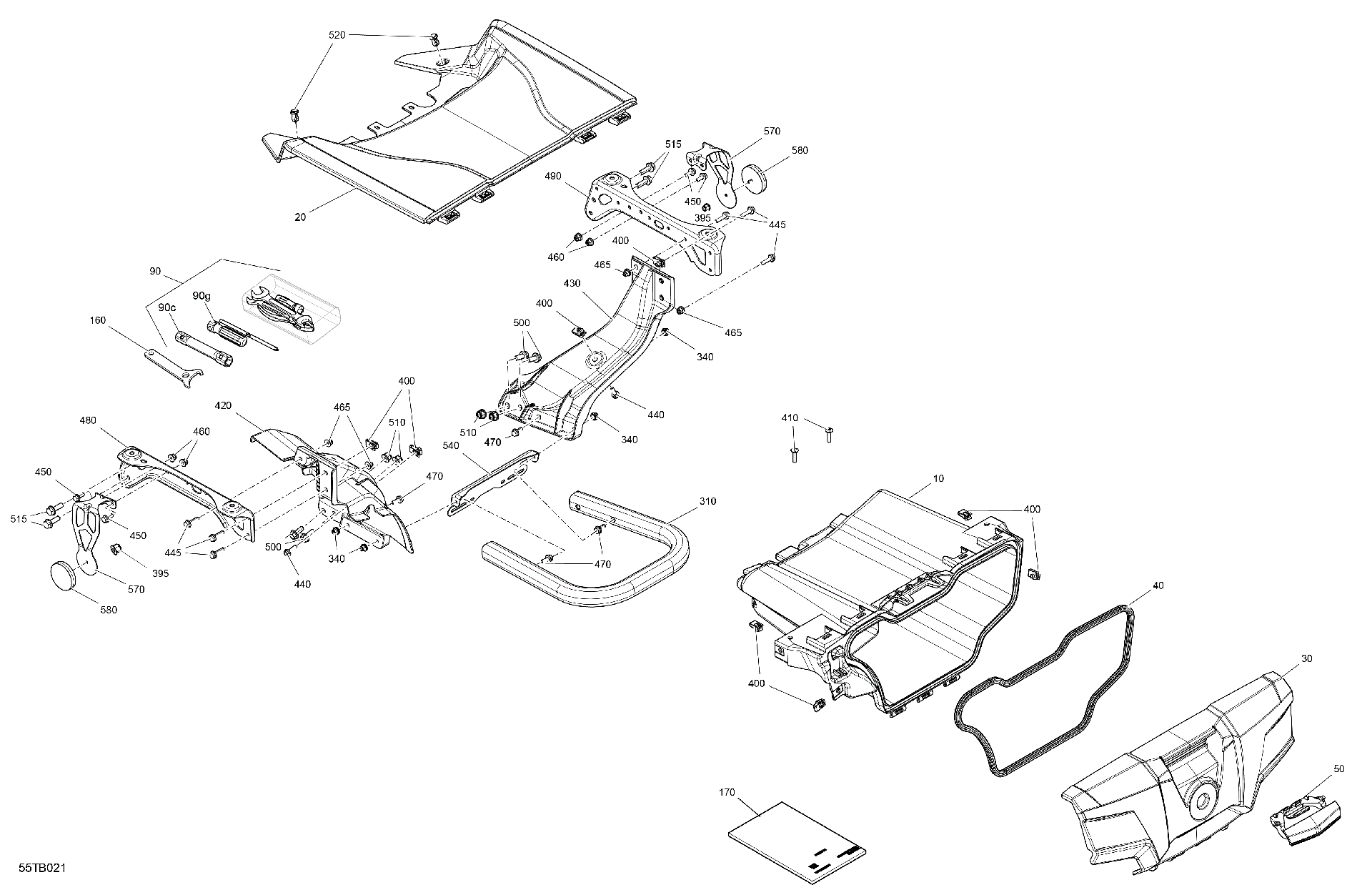 An Image of a Genuine Can-Am Parts Schematic Diagram showing the schematic - BODY - FRONT STORAGE TRAY