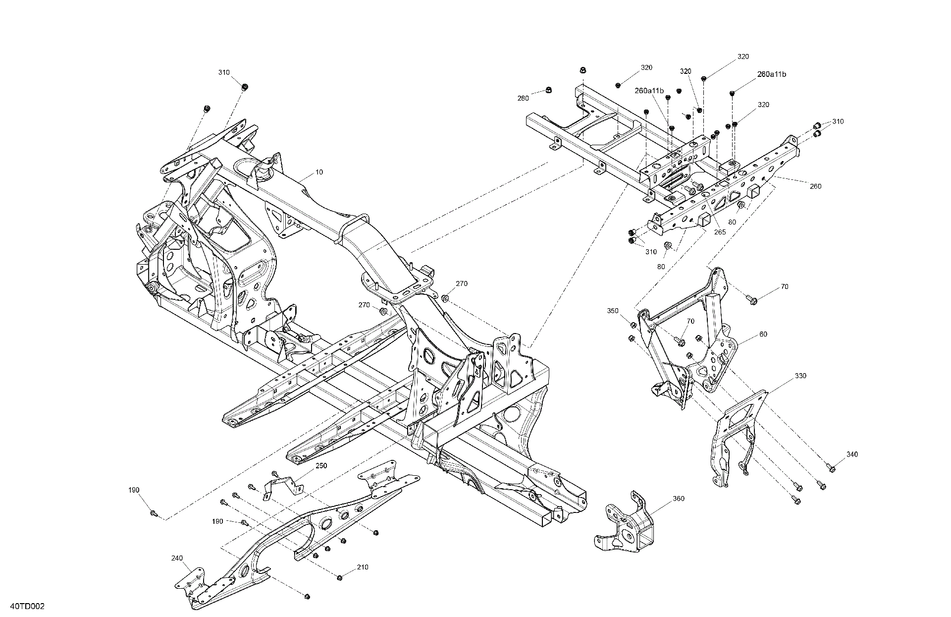 An Image of a Genuine Can-Am Parts Schematic Diagram showing the schematic - FRAME - SYSTEM