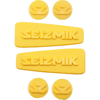 Yellow rubberized custom inserts featuring embossed Seizmik logo and stylized "Z" emblem buttons.