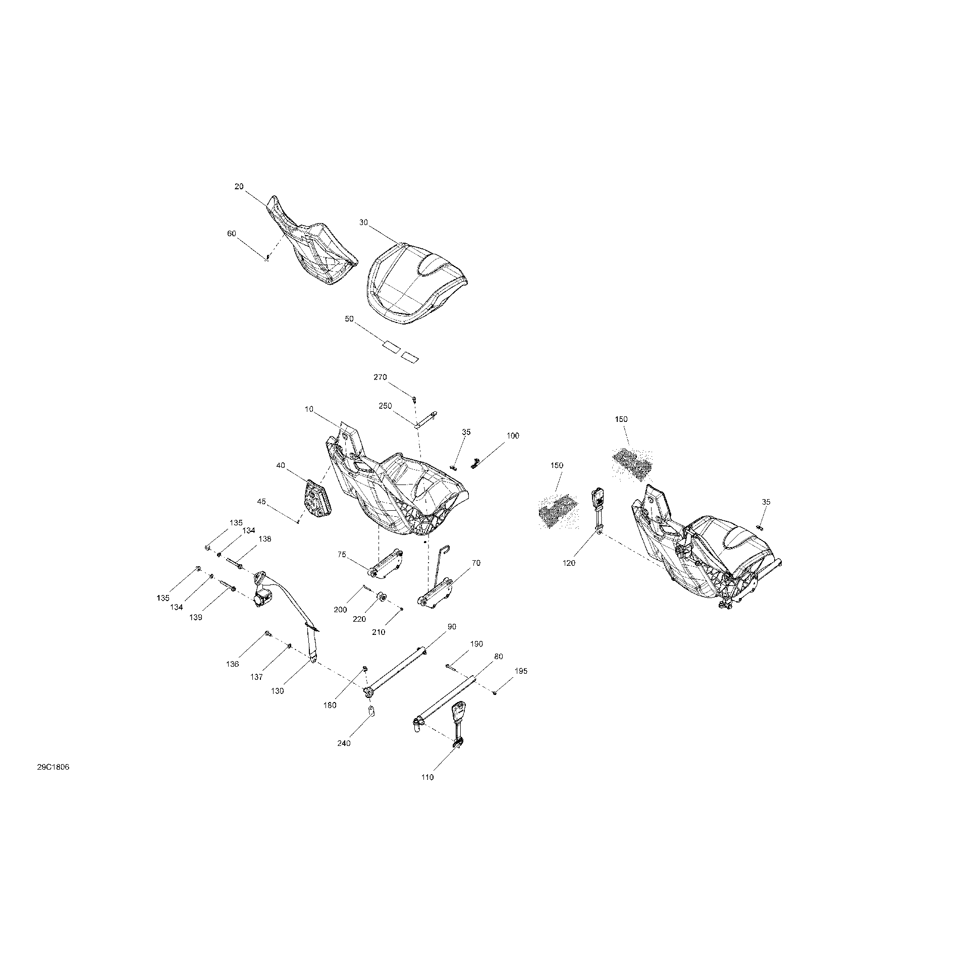 An Image of a Genuine Can-Am Parts Schematic Diagram showing the schematic - SEAT - ALL PACKAGE