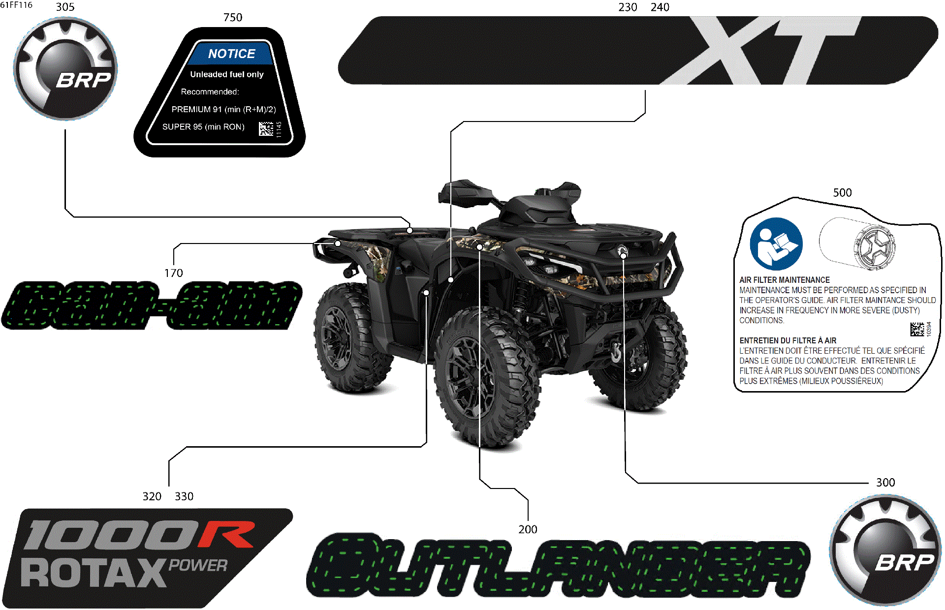 An Image of a Genuine Can-Am Parts Schematic Diagram showing the schematic - BODY - FEATURE DECALS