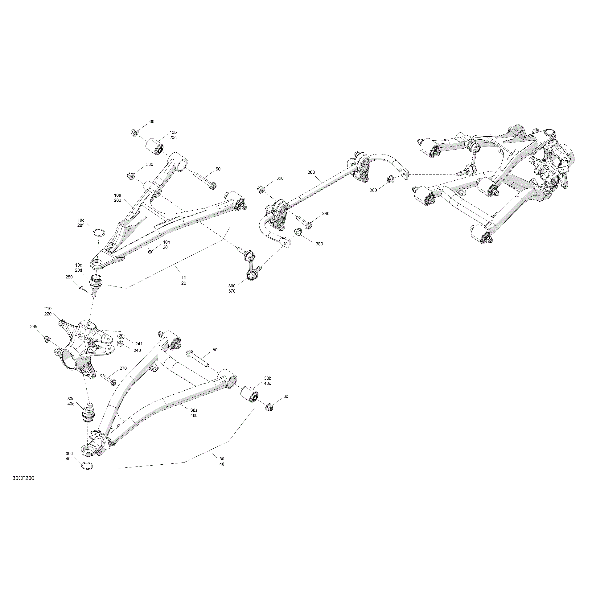 An Image of a Genuine Can-Am Parts Schematic Diagram showing the schematic - SUSPENSION - FRONT COMPONENTS