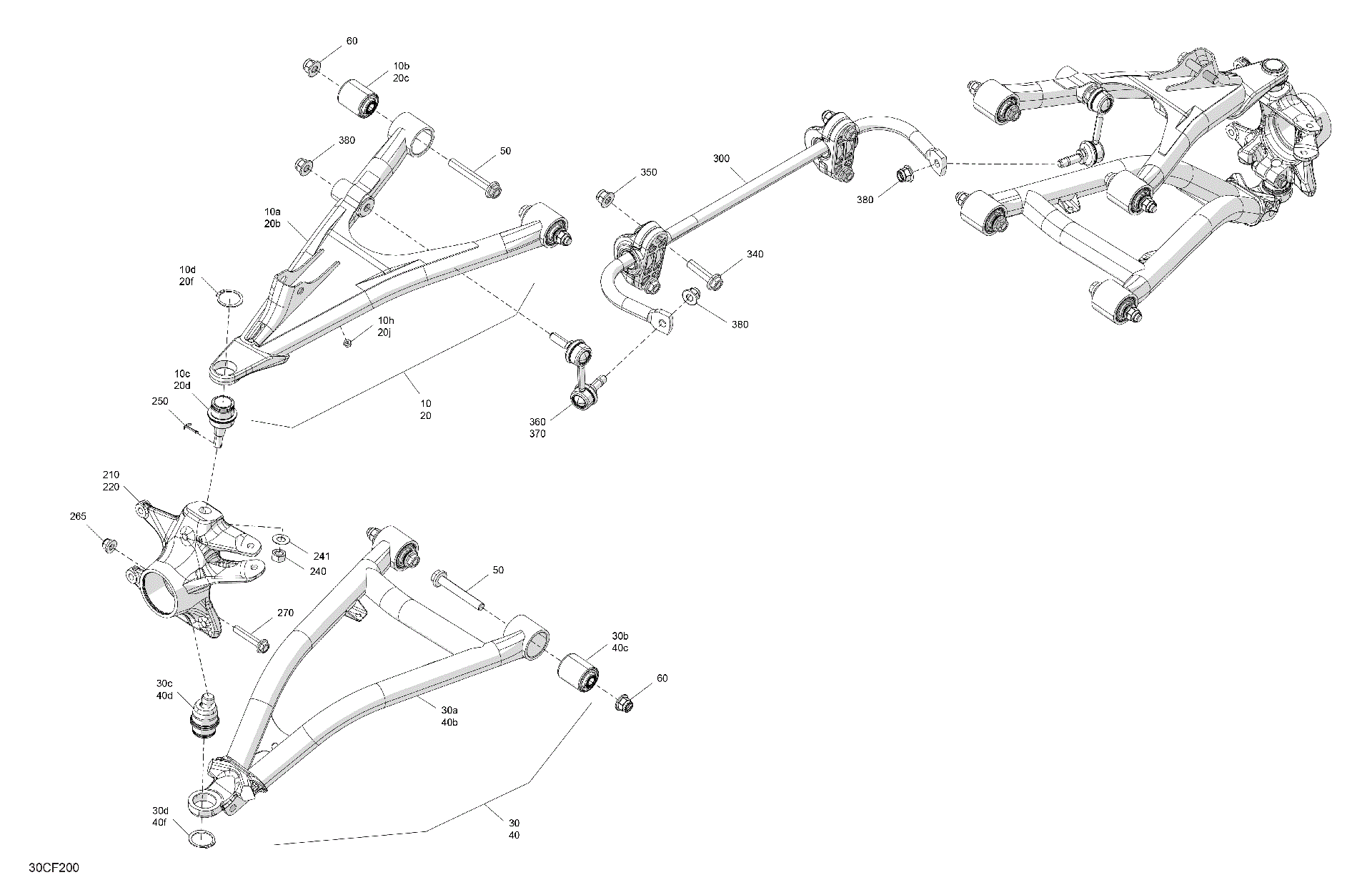 An Image of a Genuine Can-Am Parts Schematic Diagram showing the schematic - SUSPENSION - FRONT COMPONENTS