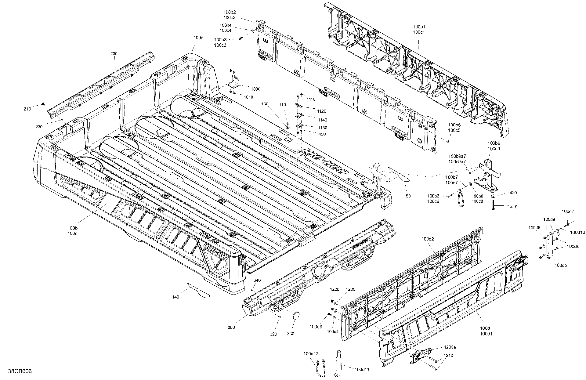 An Image of a Genuine Can-Am Parts Schematic Diagram showing the schematic - BODY - CARGO - UPPER SECTION