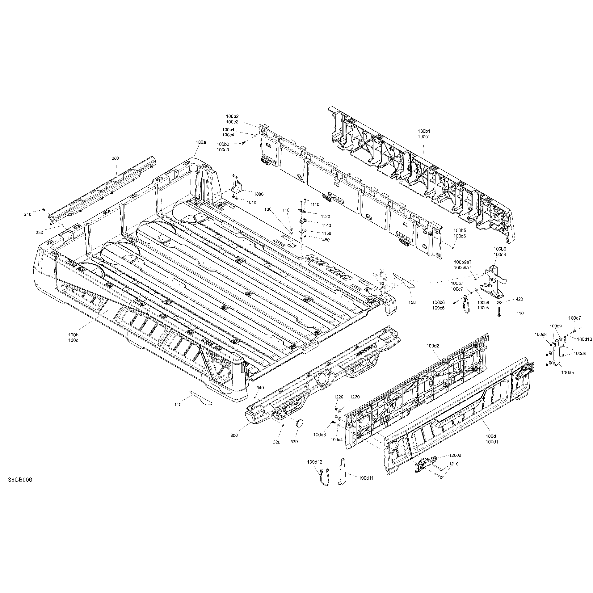 An Image of a Genuine Can-Am Parts Schematic Diagram showing the schematic - BODY - CARGO - UPPER SECTION