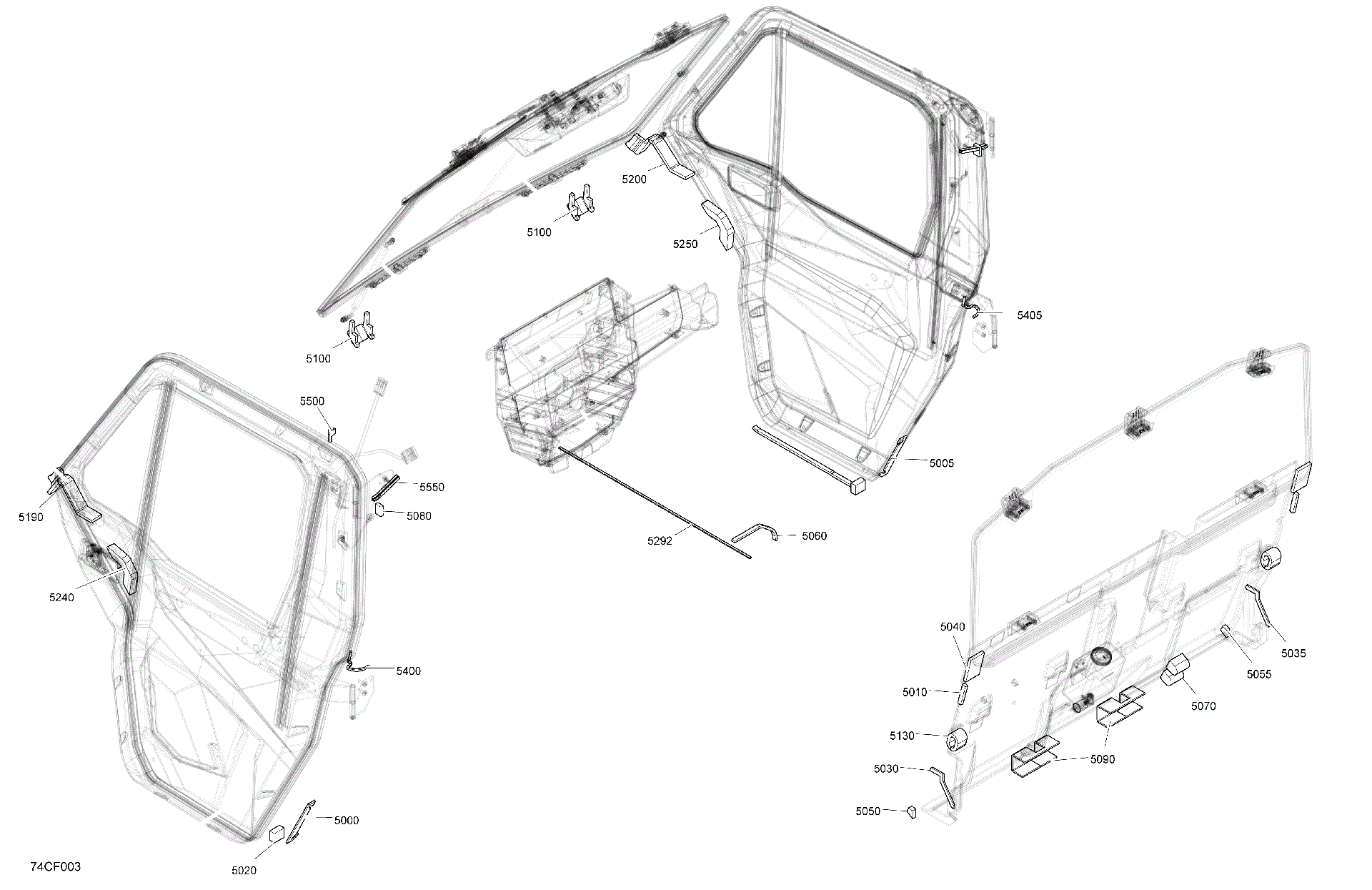 An Image of a Genuine Can-Am Parts Schematic Diagram showing the schematic - ENCLOSURE CAB - INSULATIONS
