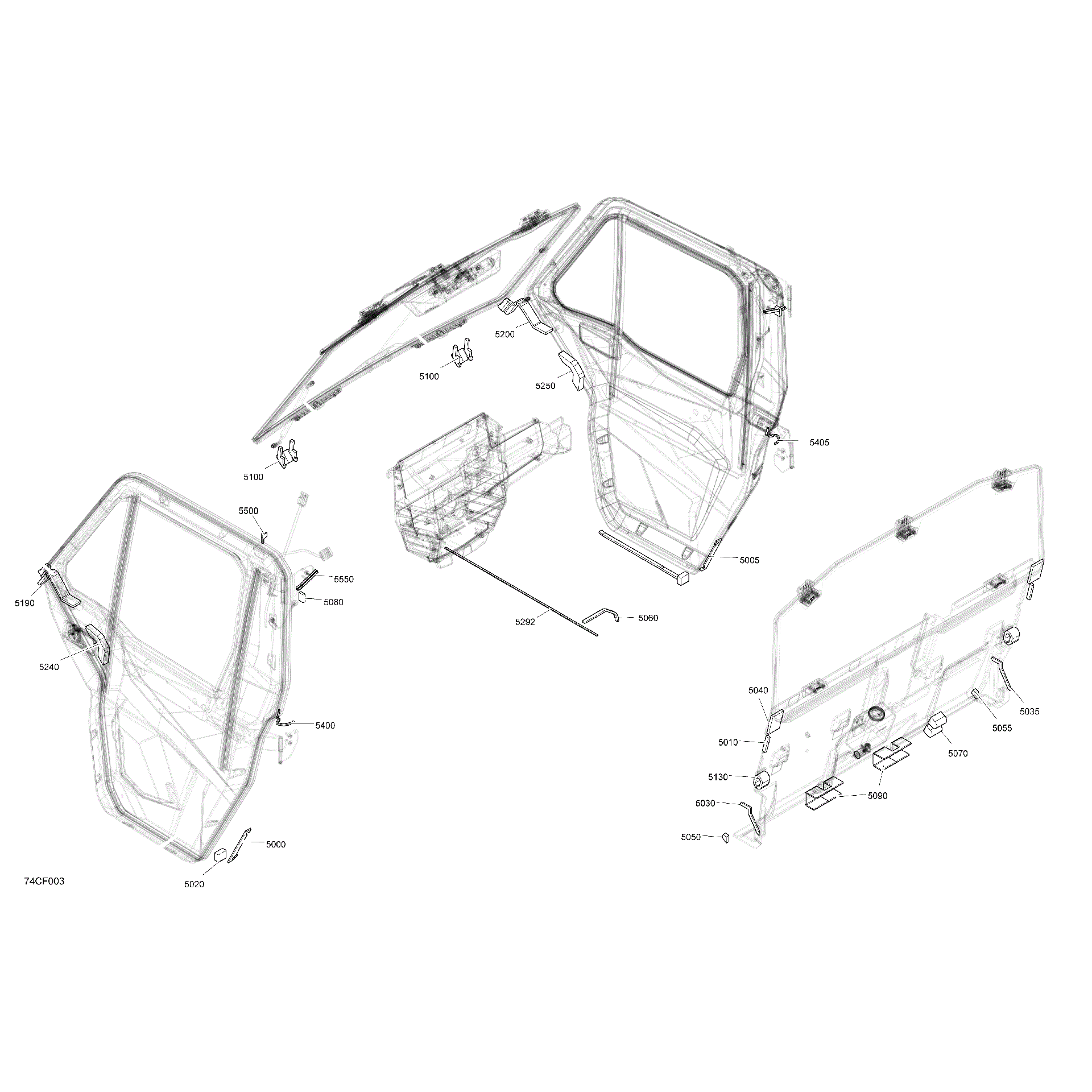 An Image of a Genuine Can-Am Parts Schematic Diagram showing the schematic - ENCLOSURE CAB - INSULATIONS