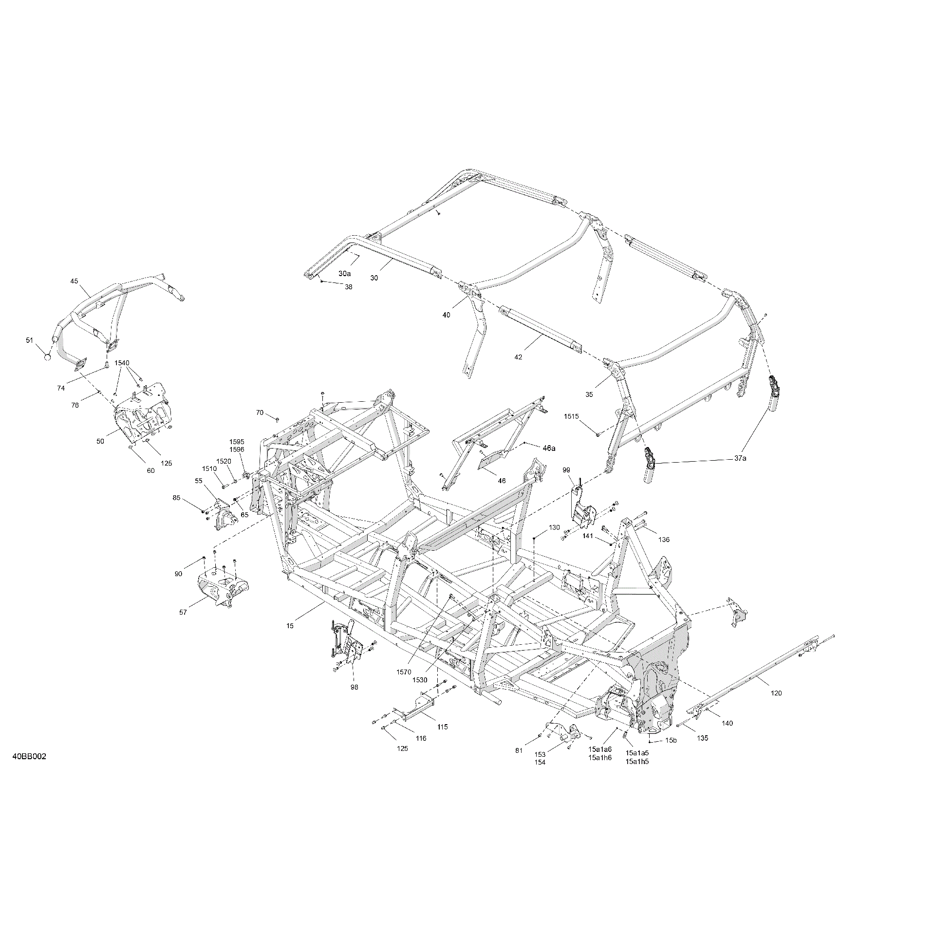 An Image of a Genuine Can-Am Parts Schematic Diagram showing the schematic - FRAME - SYSTEM