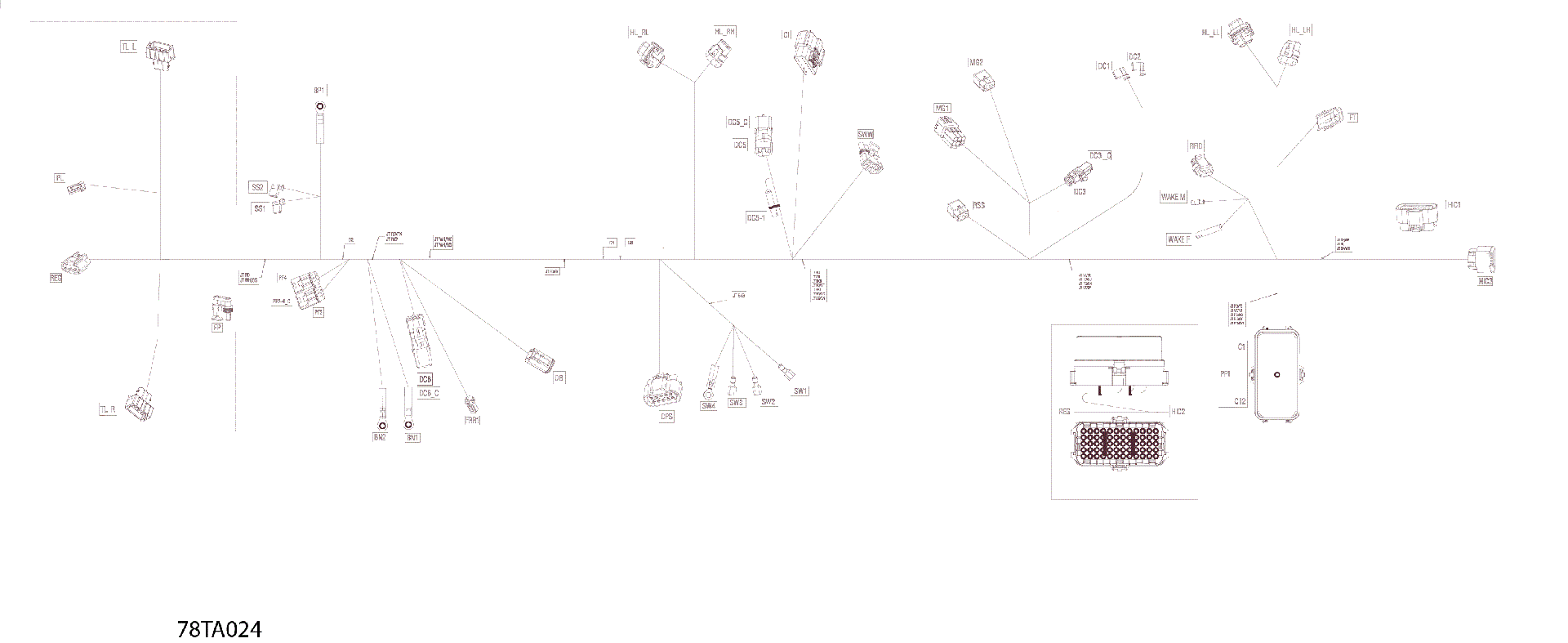 An Image of a Genuine Can-Am Parts Schematic Diagram showing the schematic - ELECTRIC - MAIN HARNESS - 710007267