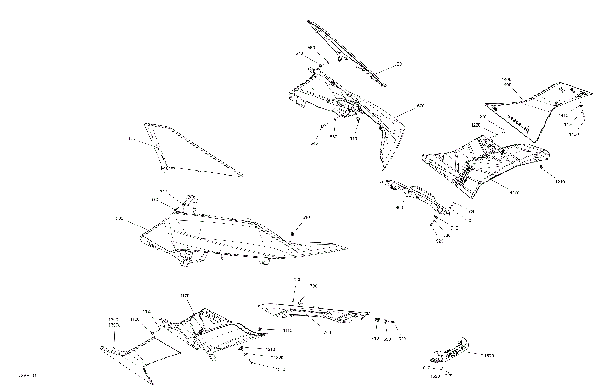 An Image of a Genuine Can-Am Parts Schematic Diagram showing the schematic - BODY - REAR SECTION